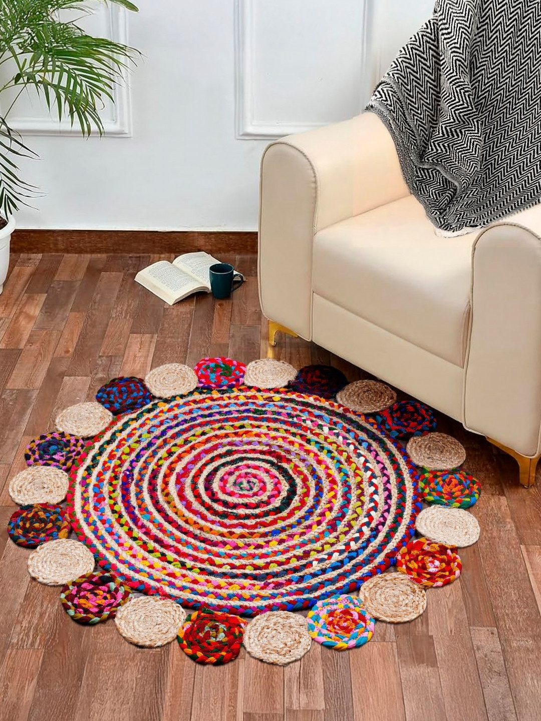 HOMADORN Brown Bohemian Hemp Carpet
