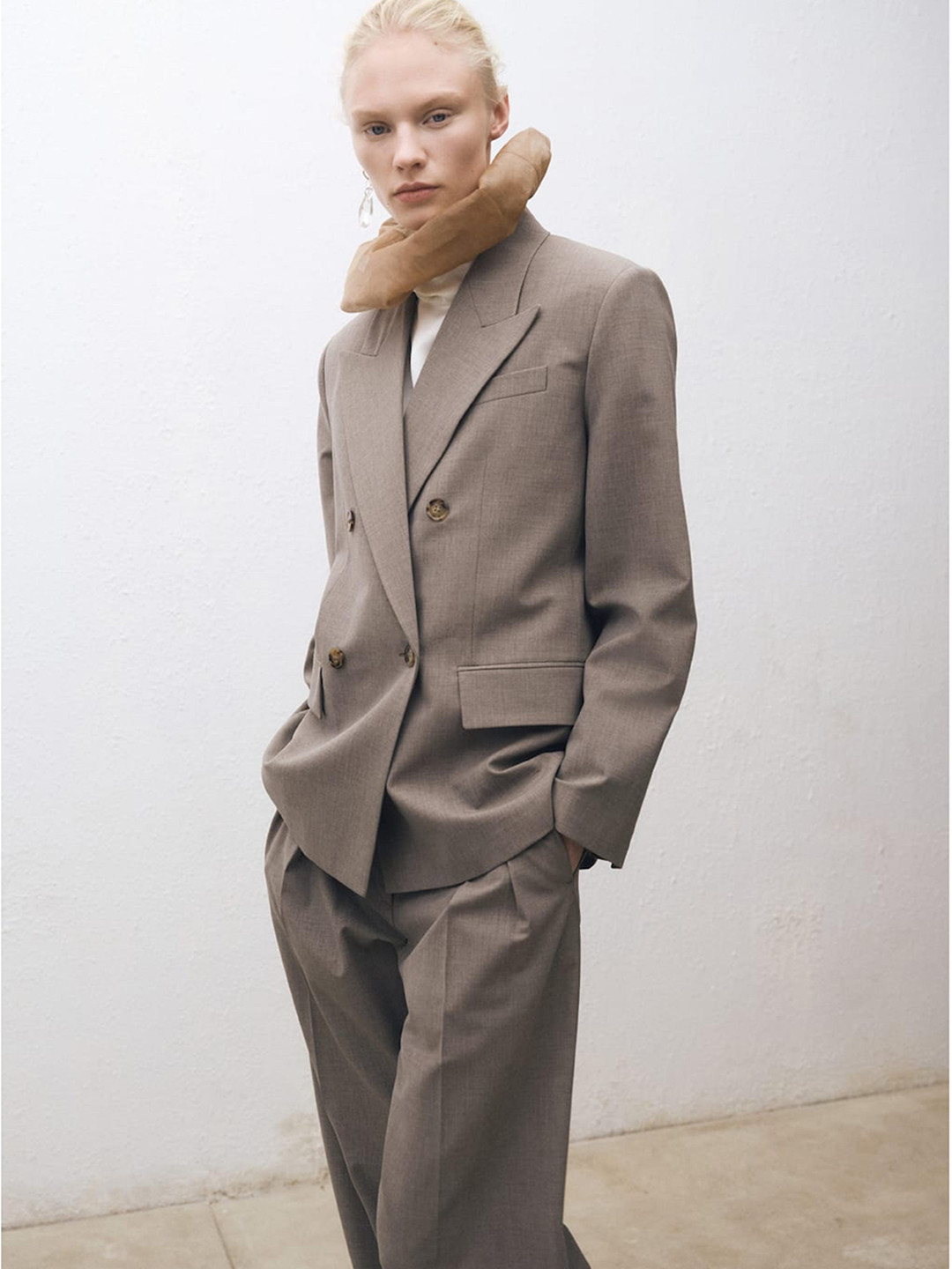 MANGO SELECTION Straight Double-Breasted Structured Blazer