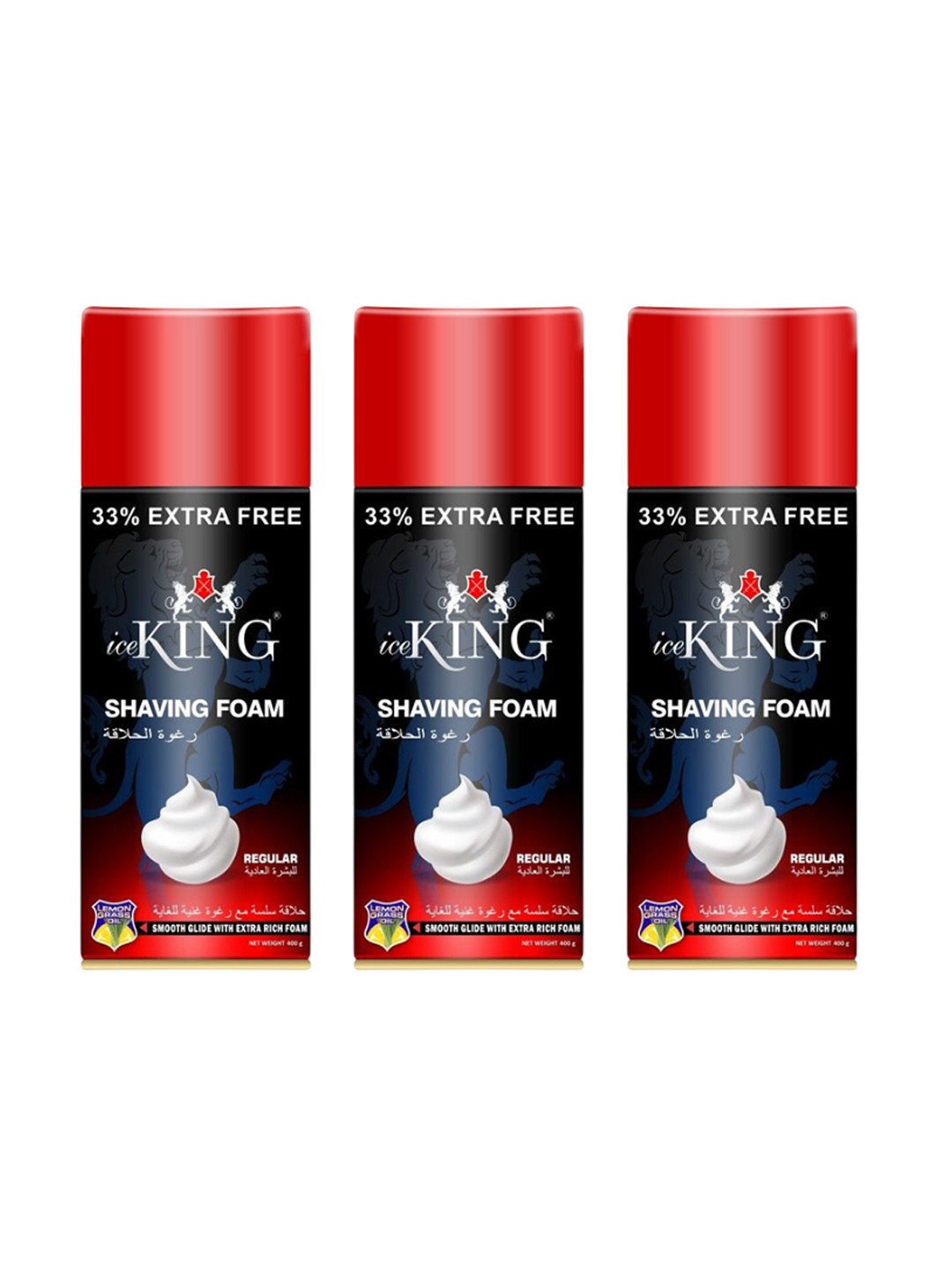 VETONI Men Set Of 3 Ice King Shaving Foam- 400 g Each
