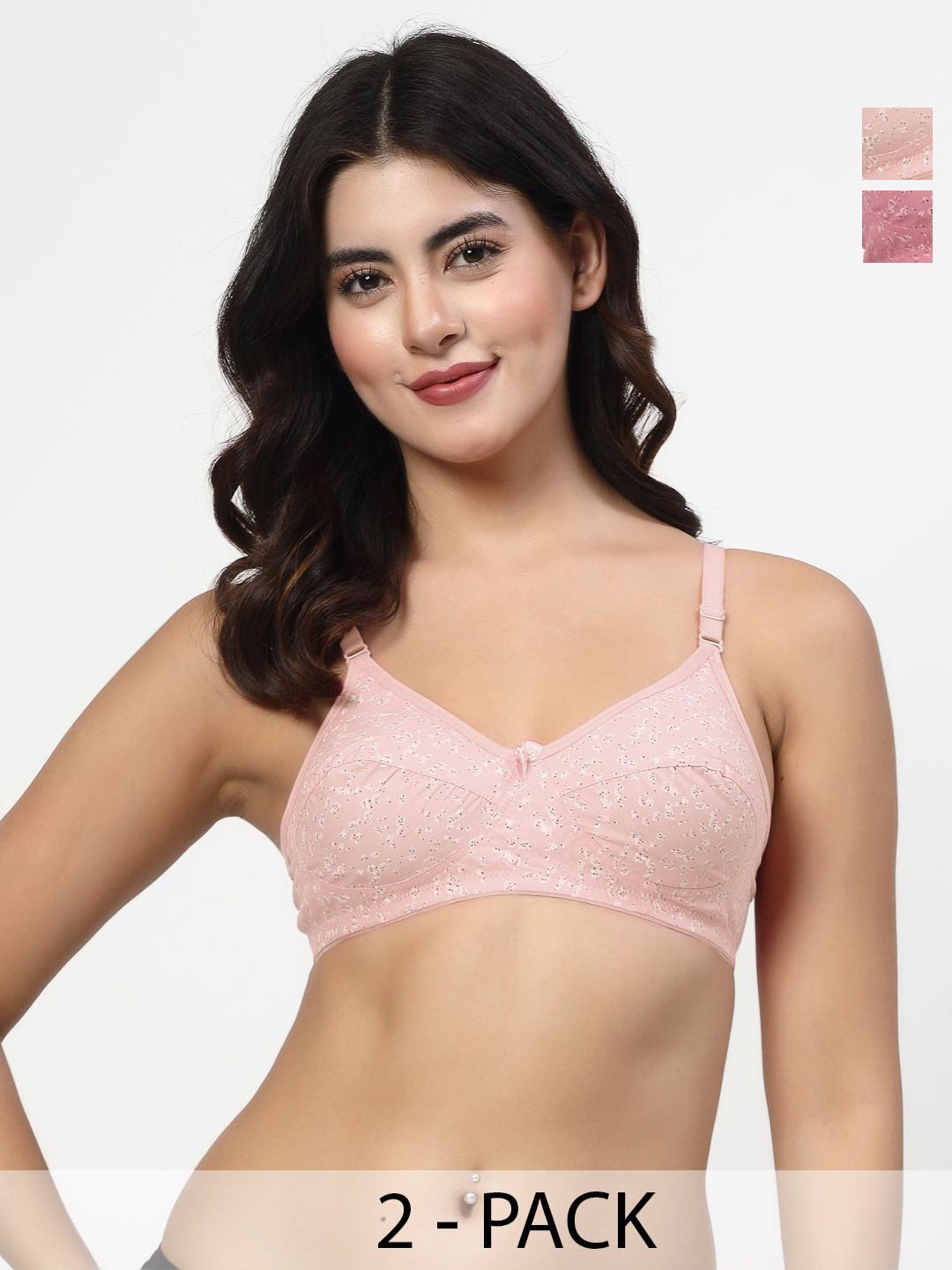 LILY Imhsar Women Printed Pack Of 2 Full Coverage Non Padded Non-Wired Bra