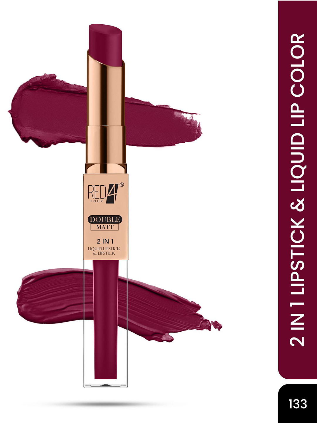 RED 4 Double Matt 2 In 1 Transfer Proof Matte Liquid Lipstick - 8 g - 133