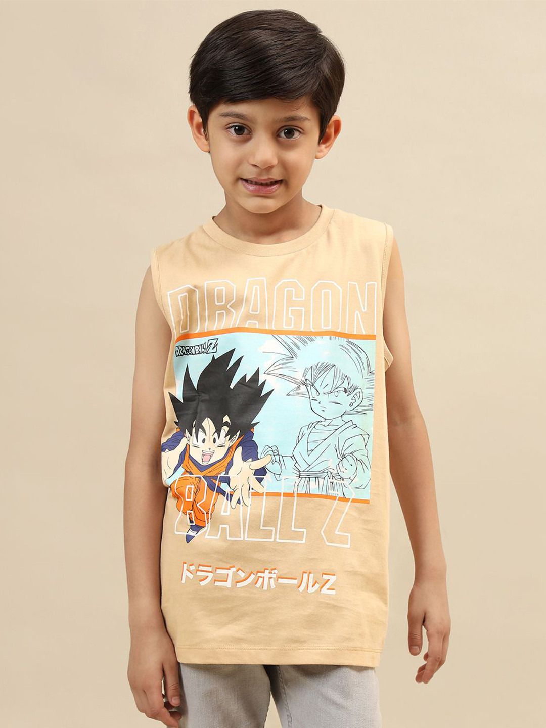 Boys Dragon Ball Z Graphic Anime Printed Round Neck Cotton Relaxed Fit T-shirt