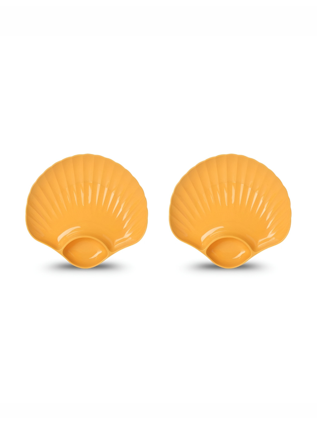 YELONA Yellow 2 Pieces Textured Glossy Bamboo Dishwasher and Microwave Safe Plates