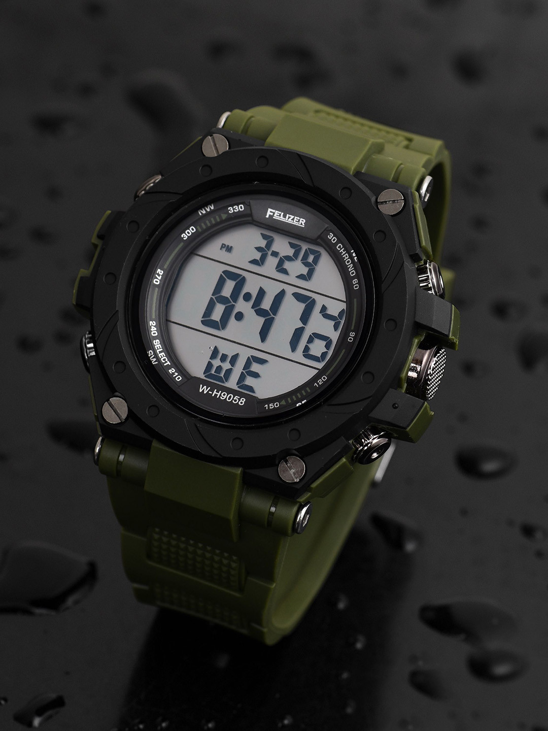 FELIZER Men Dial & Textured Straps Digital Watch H9058-LSKA-Green