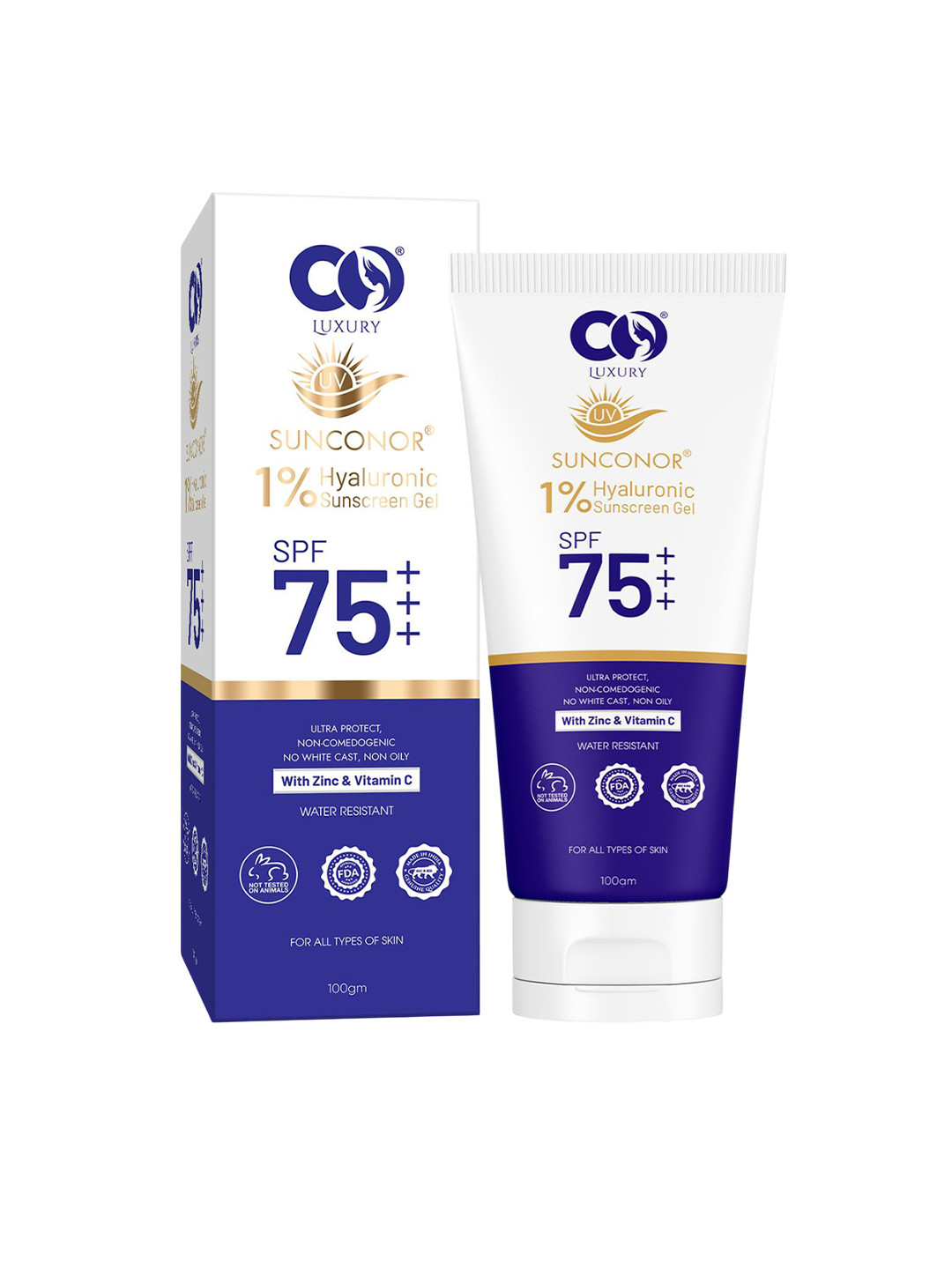 CO Sunconor 1% Hyaluronic Sunscreen Gel With SPF 75 PA+++ - 100 g