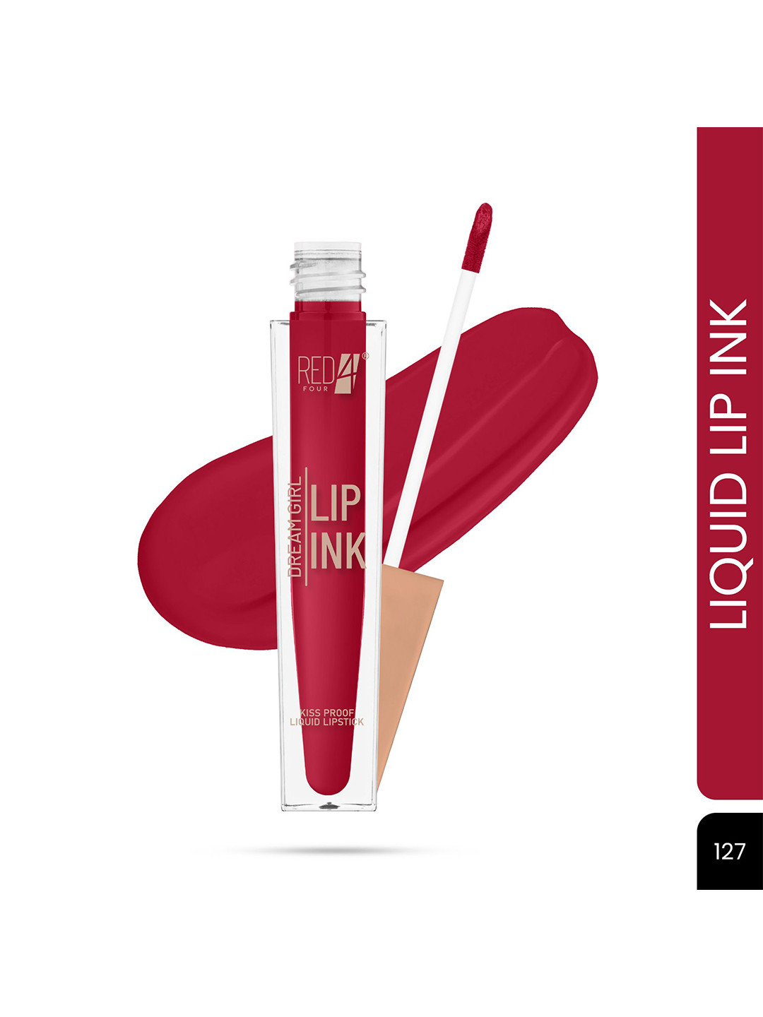 RED 4 Dream Girl Lip Ink Kiss Proof Liquid Lipstick - 6 ml - Shade Number - 127