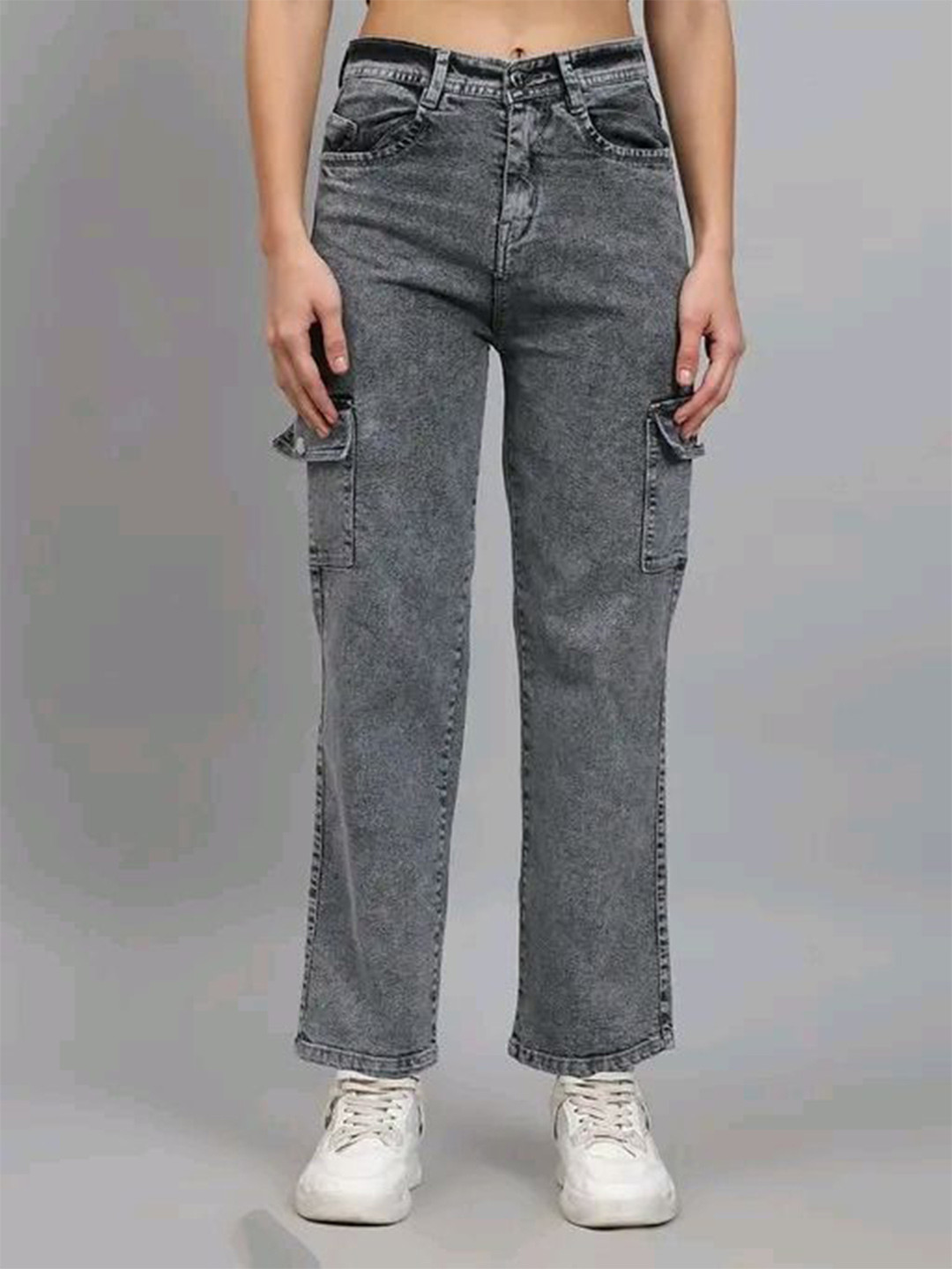 The Beige Town Women Original Straight Fit High-Rise Low Distress Heavy Fade Jeans