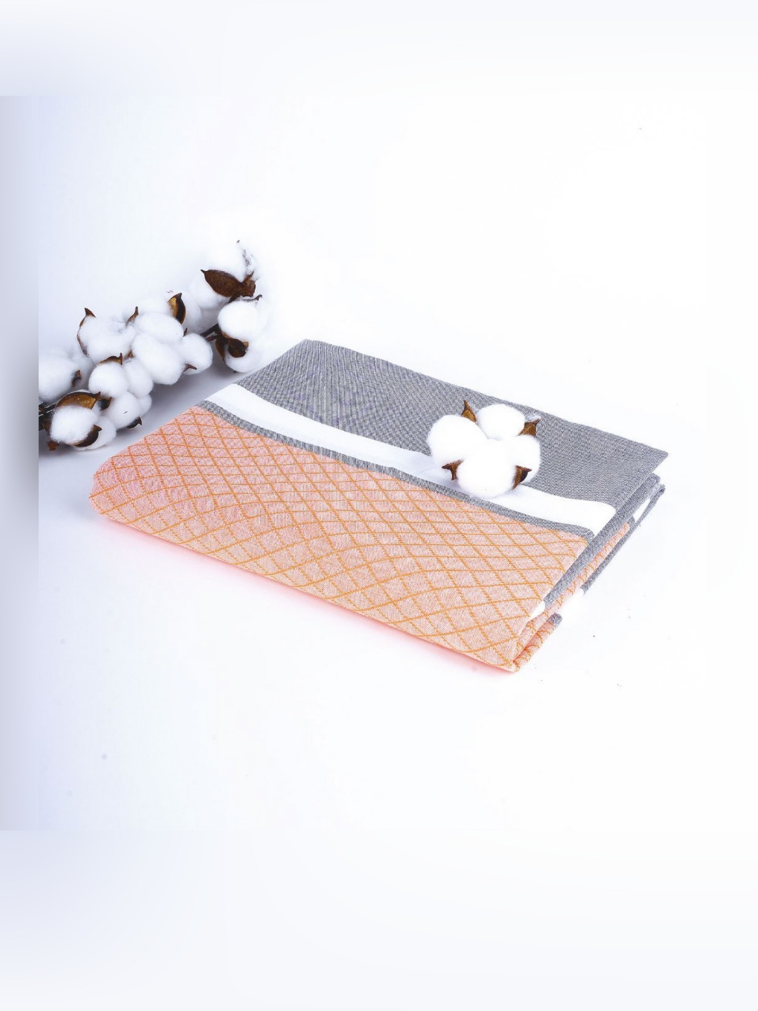 The Bath Community Orange & White Printed 150GSM Set of 1 Anti-Bacterial Cotton Bath Towel