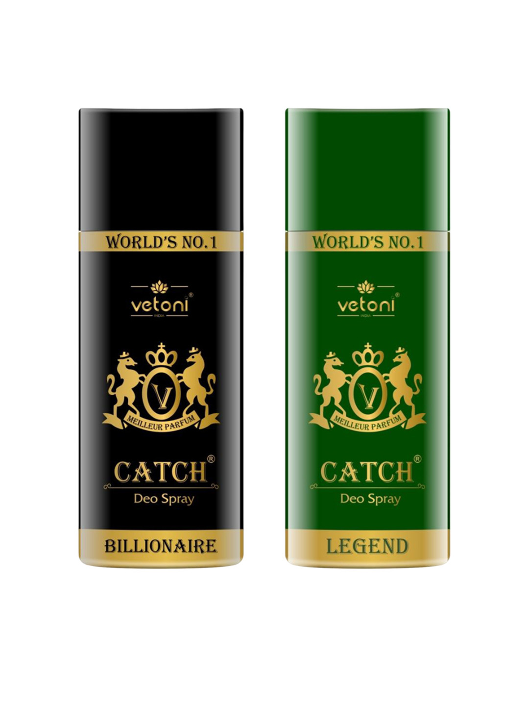 VETONI Set Of 2 Catch Billionaire & Legend Deodorant Body Sprays - 165ml Each