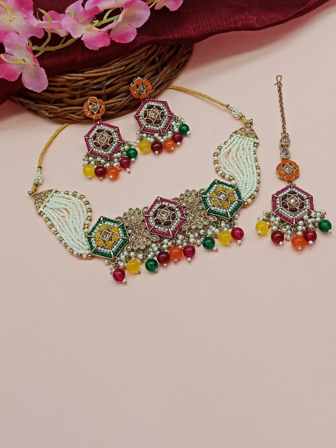 AASHISH IMITATION American Diamond-Studded Jewellery Set