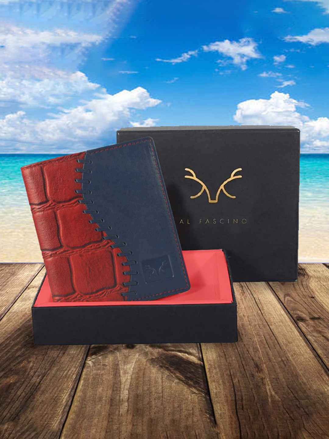 Al Fascino Men Abstract Textured Leather Two Fold Wallet