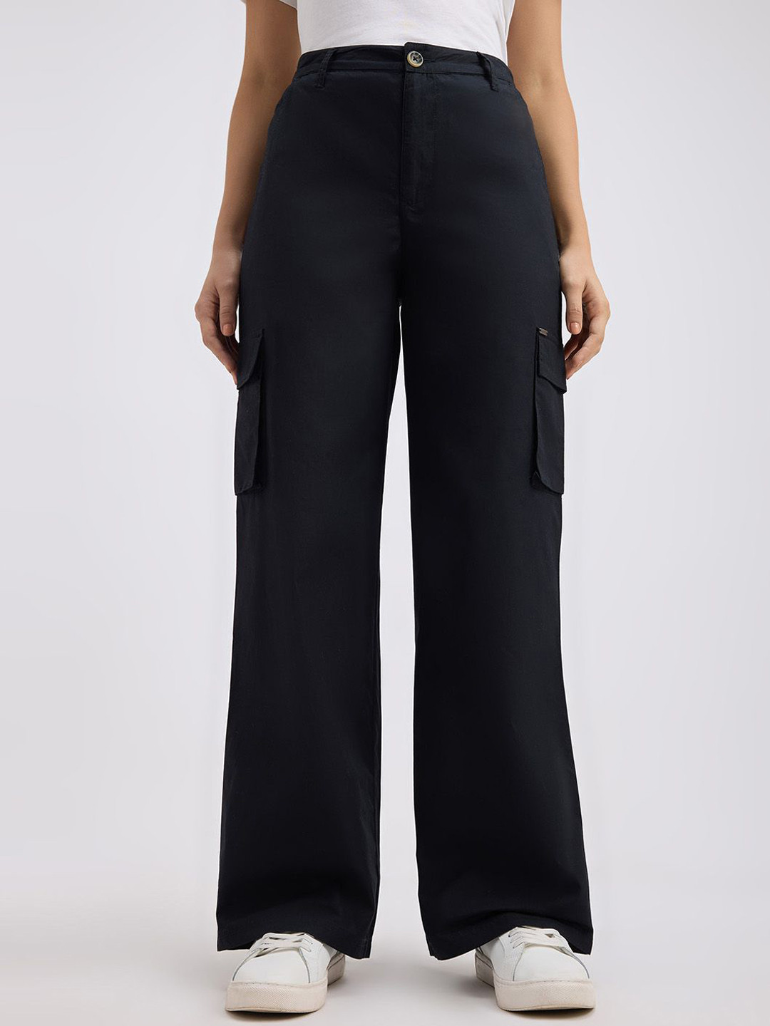Pepe Jeans Mid Rise Wide Leg Cargo Trousers