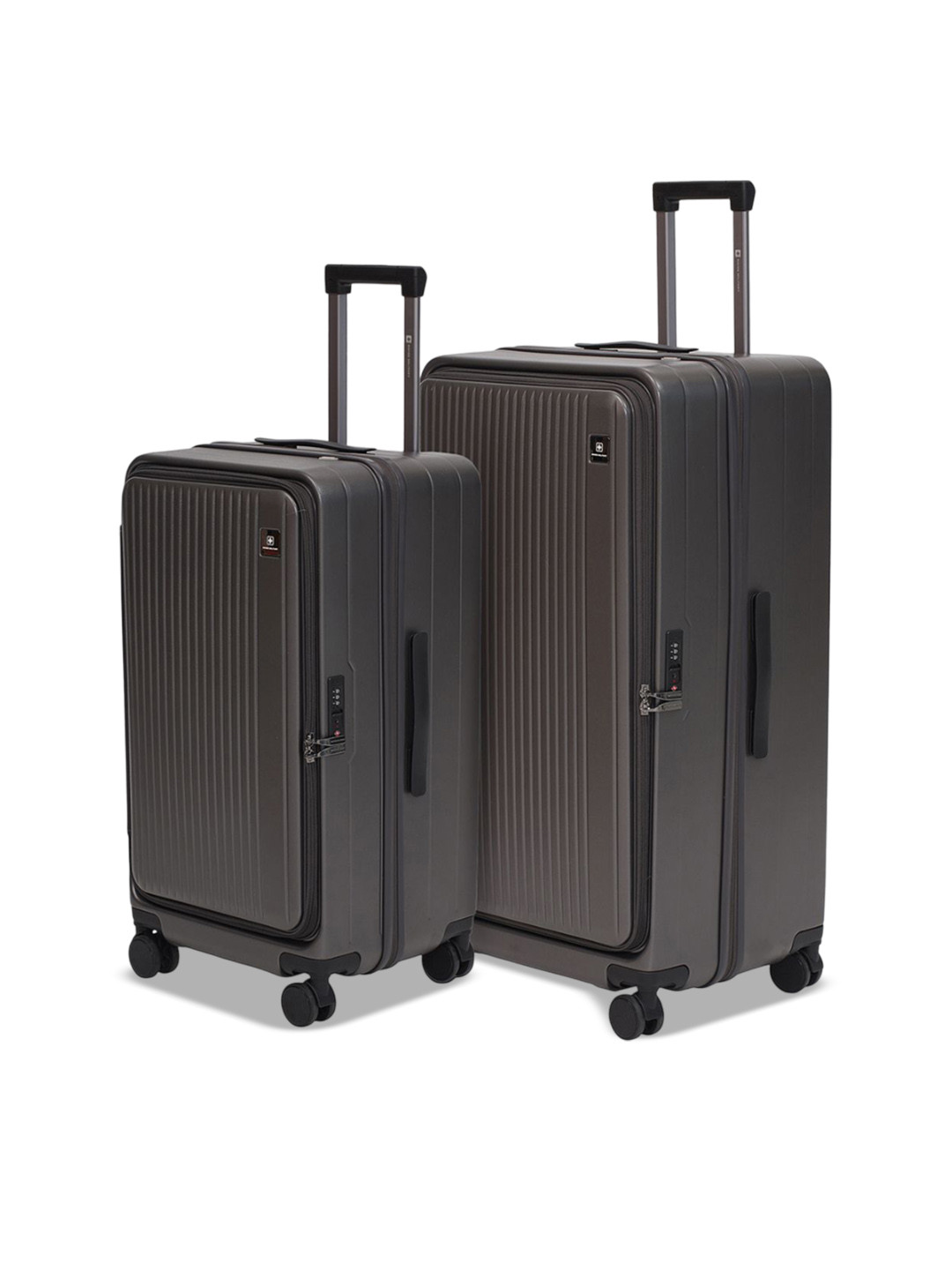 SWISS MILITA Unisex Set Of 2 Jade Textured Hard-Sided Trolley Bags