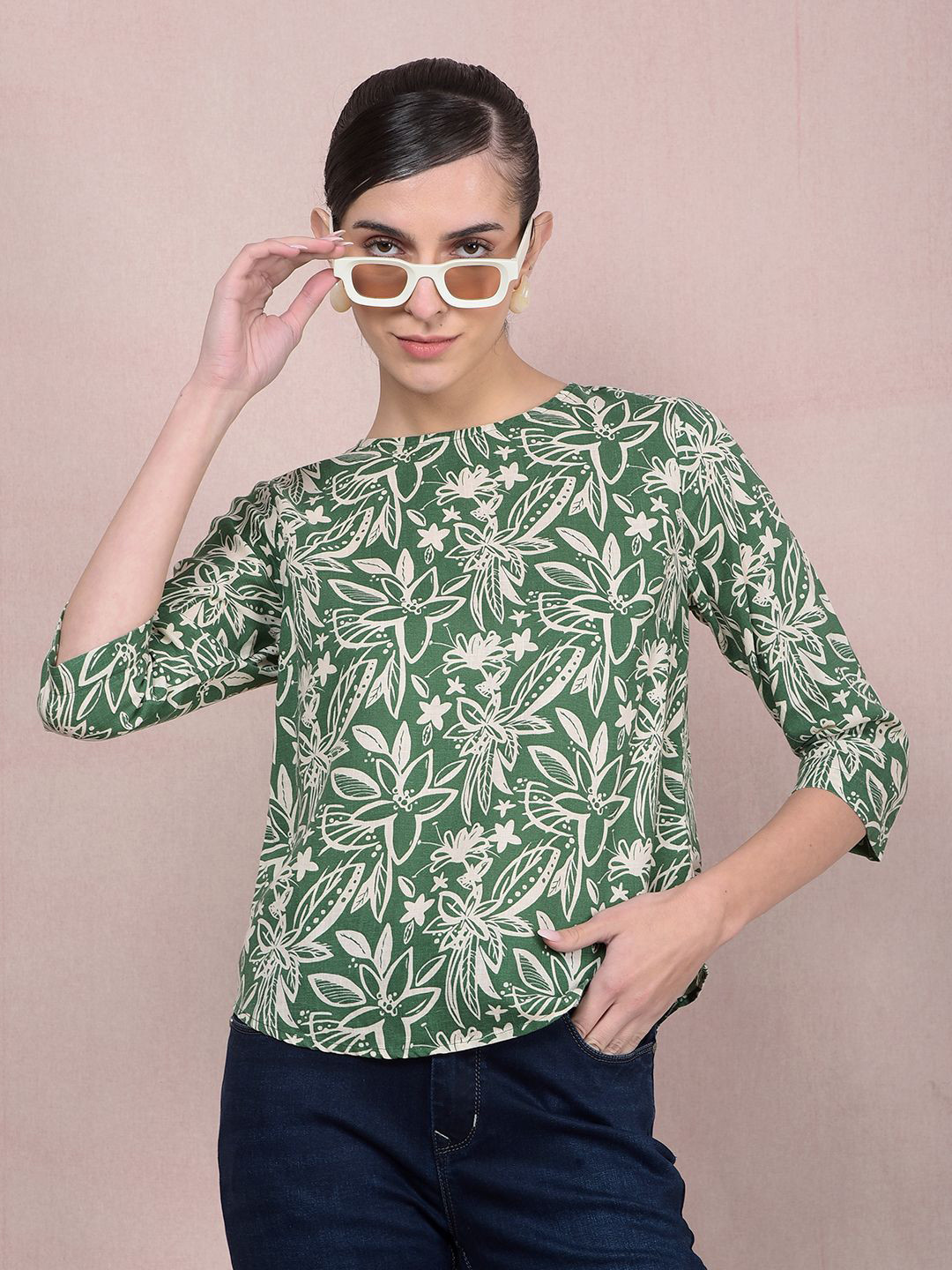 Crimsoune Club Women Tropical Print Top