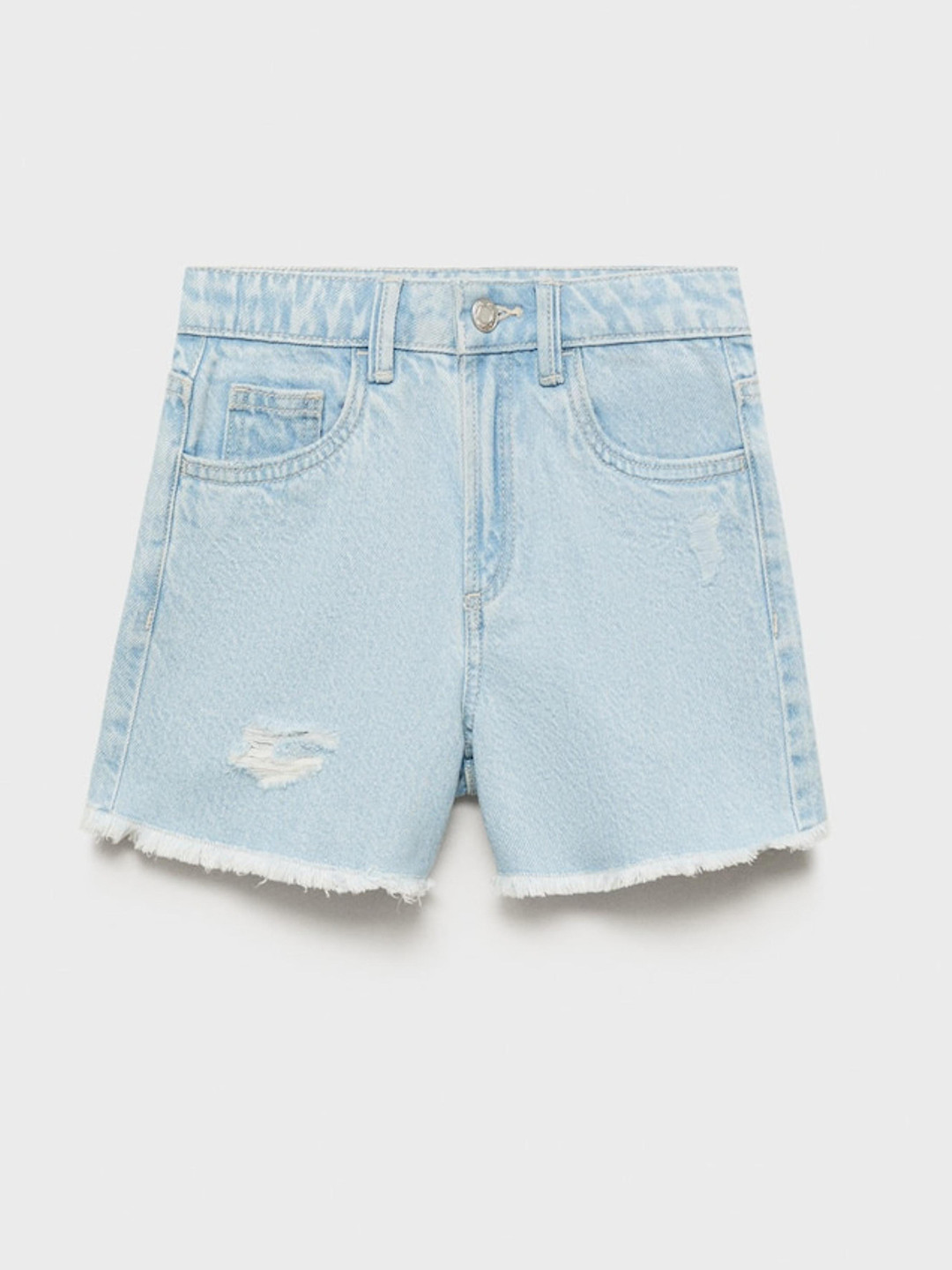 Mango Kids Girls Cotton Ripped Frayed Denim Shorts