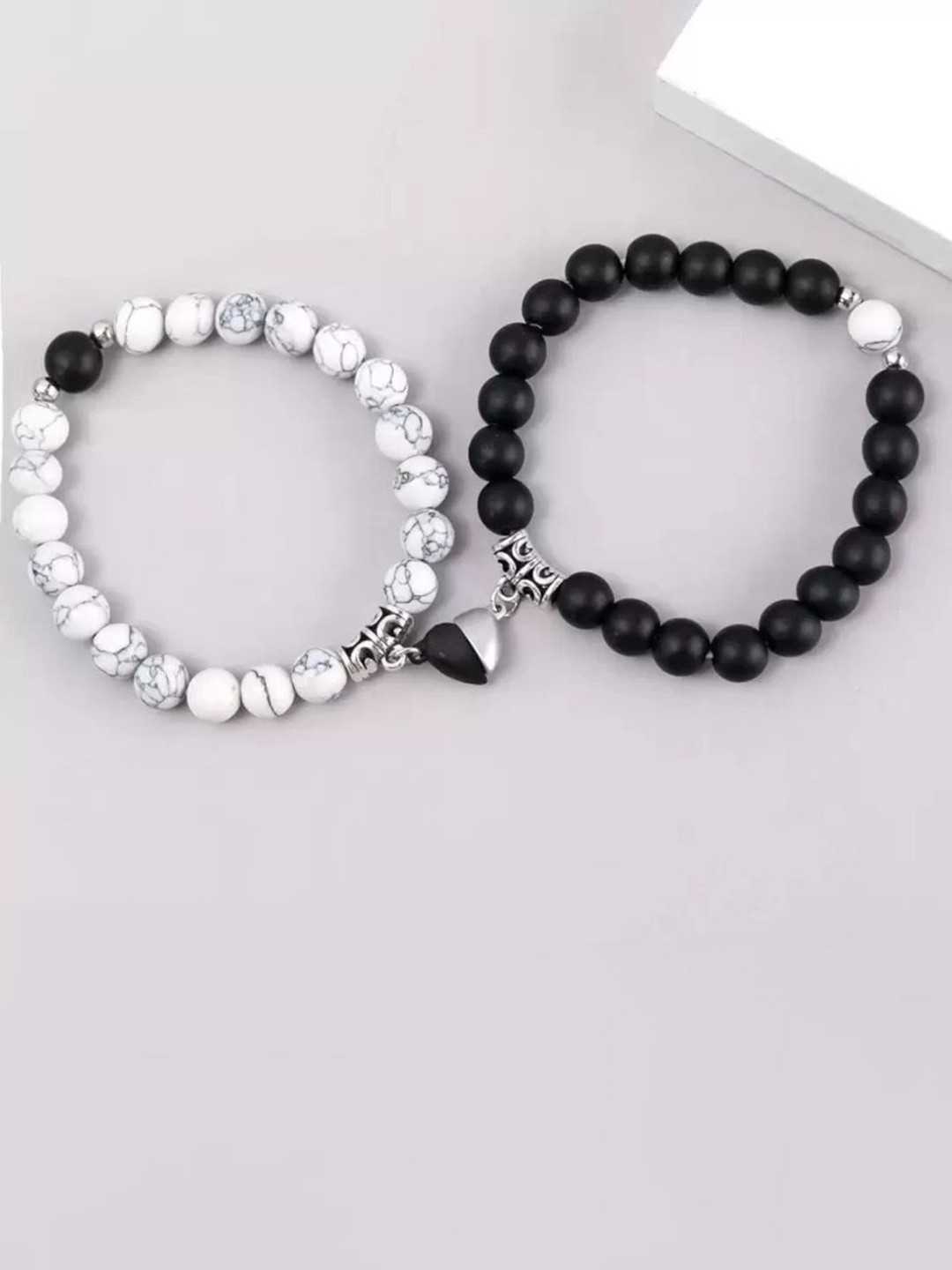 SZN Set Of 2 Artificial Beaded Couple Magnetic Bracelet