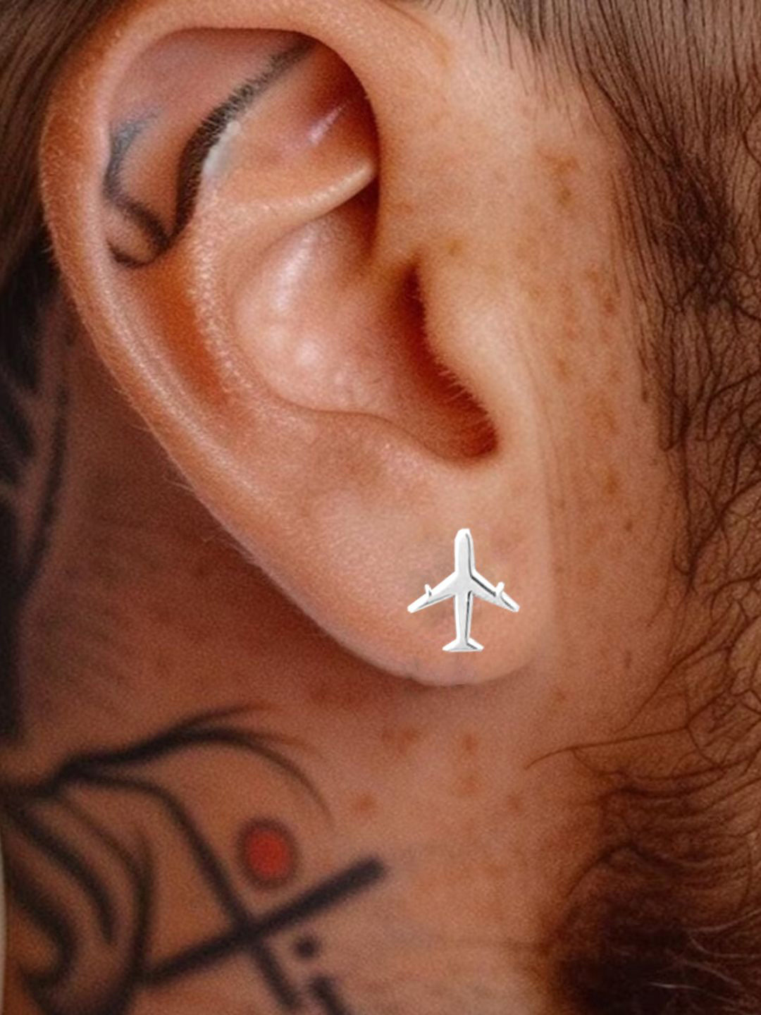 The Roadster Lifestyle Co. Men 925 Sterling Silver Aeroplane Stud Earring