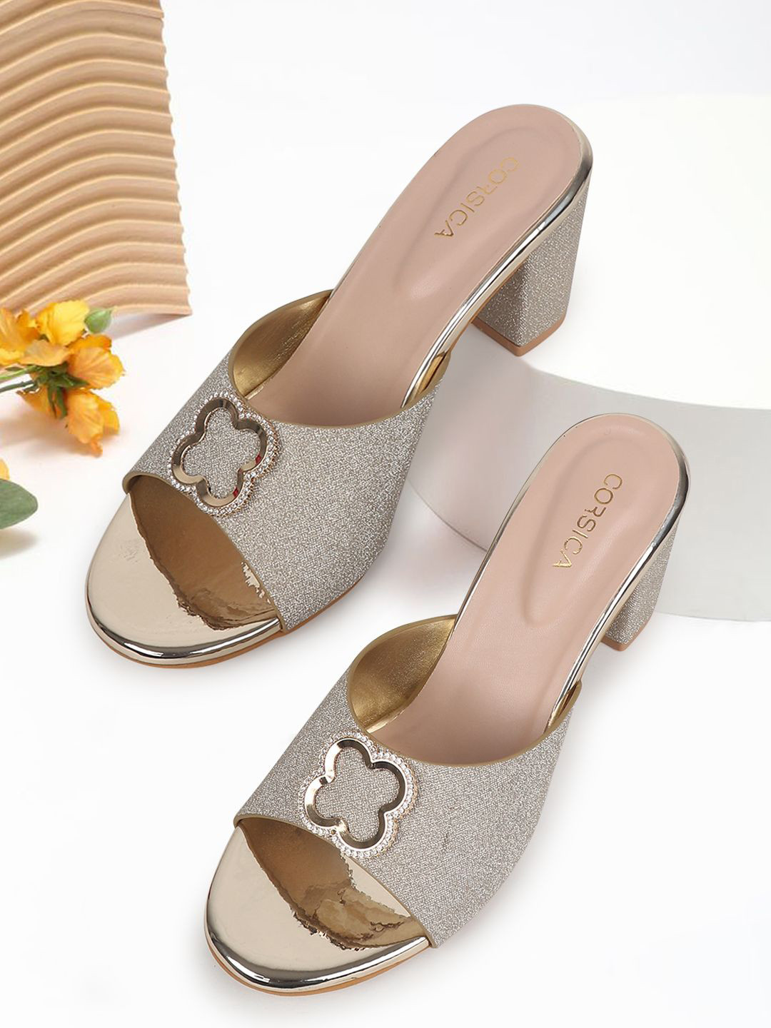 CORSICA Women Western - Embellished Block Sandals with Buckles