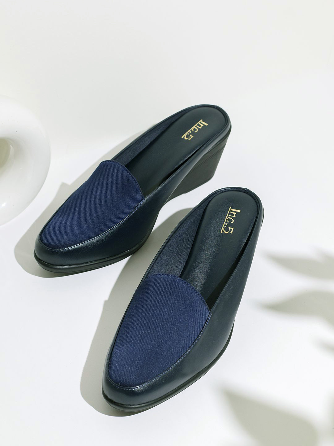 Inc 5 Wedge Solid Pointed Toe Mules