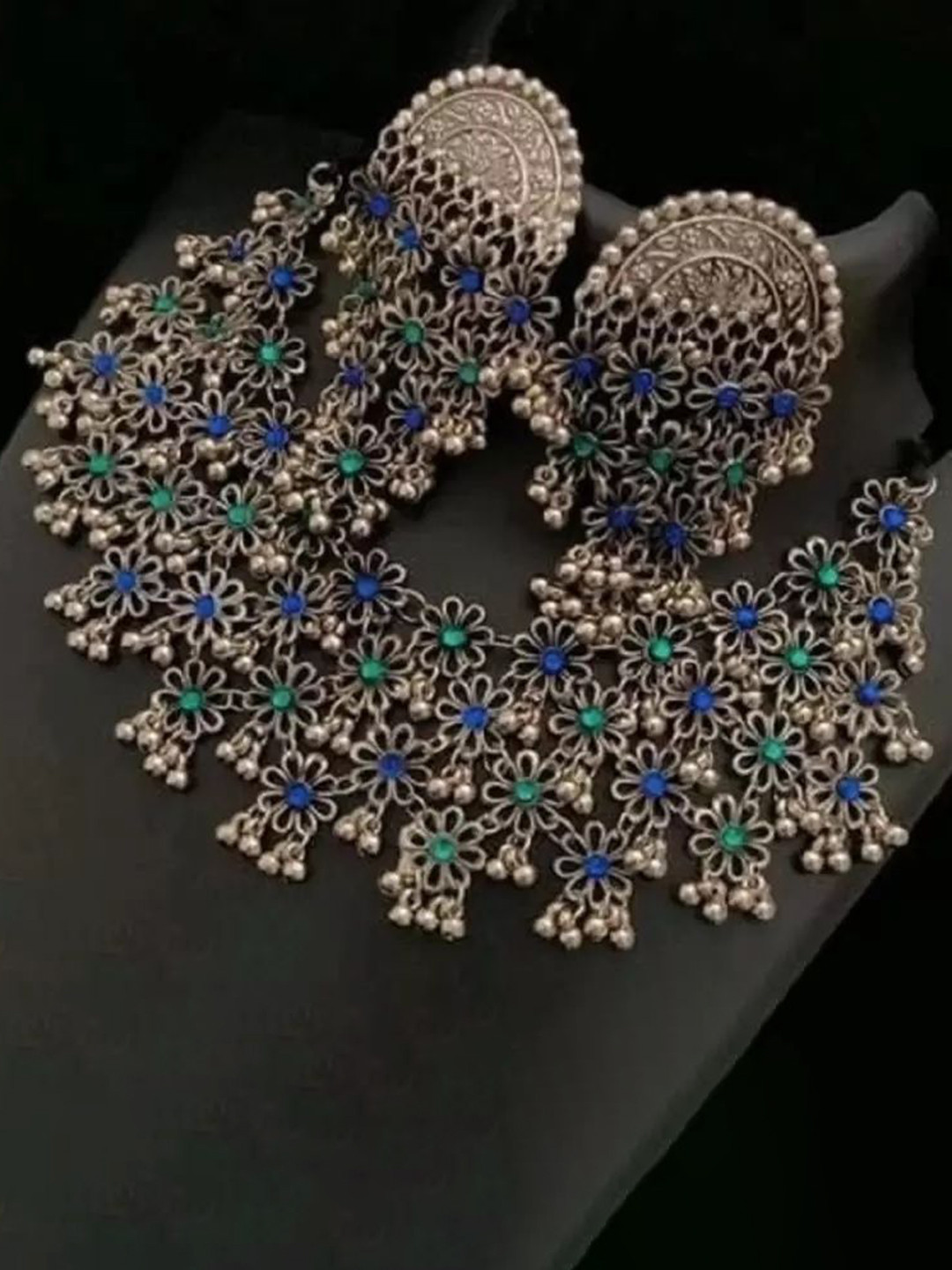 SZN Set Of 2 Artificial Stones Studded Oxidised Jewellery Sets