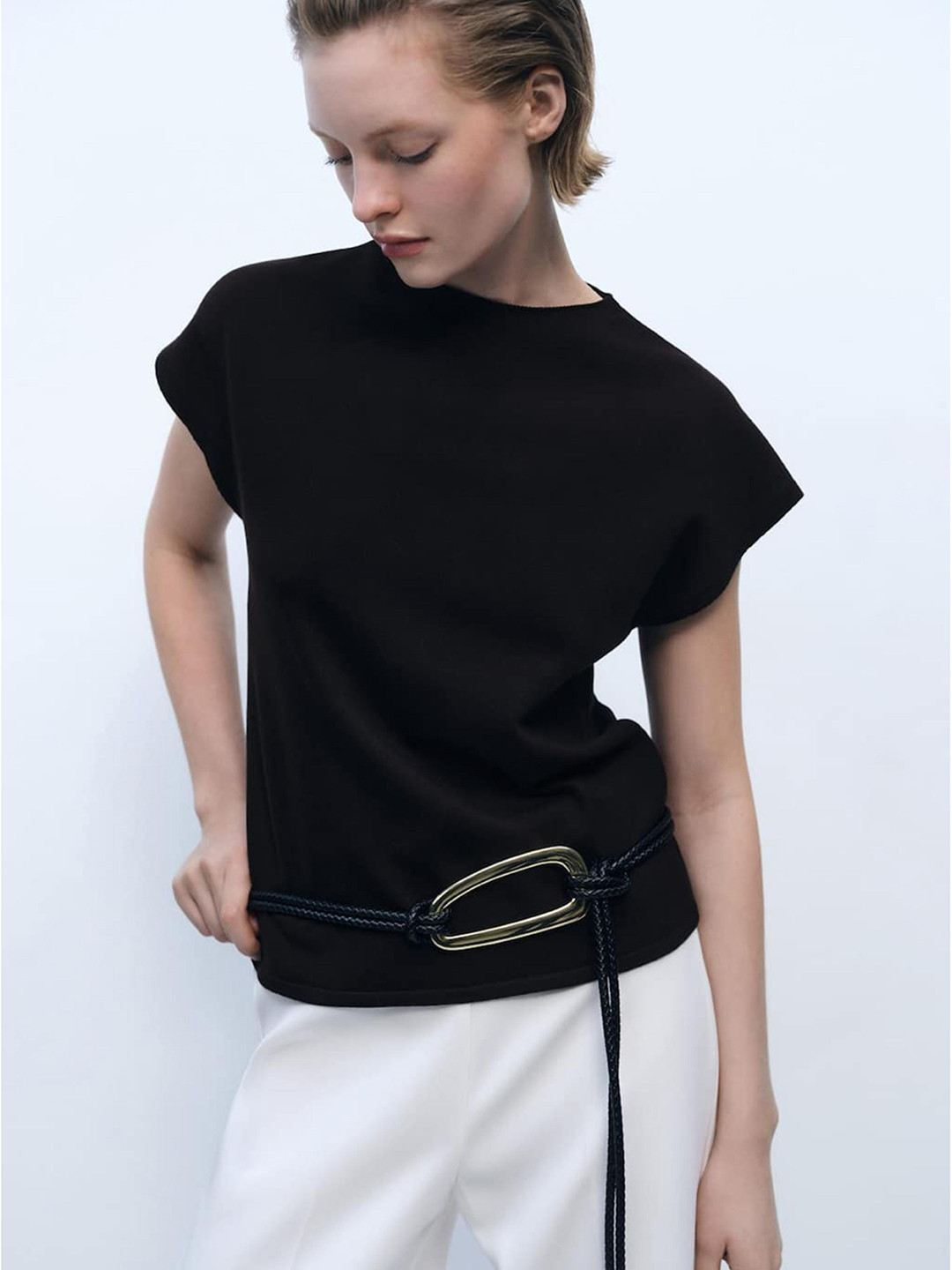 MANGO Cable-Knits Extended Sleeves Top