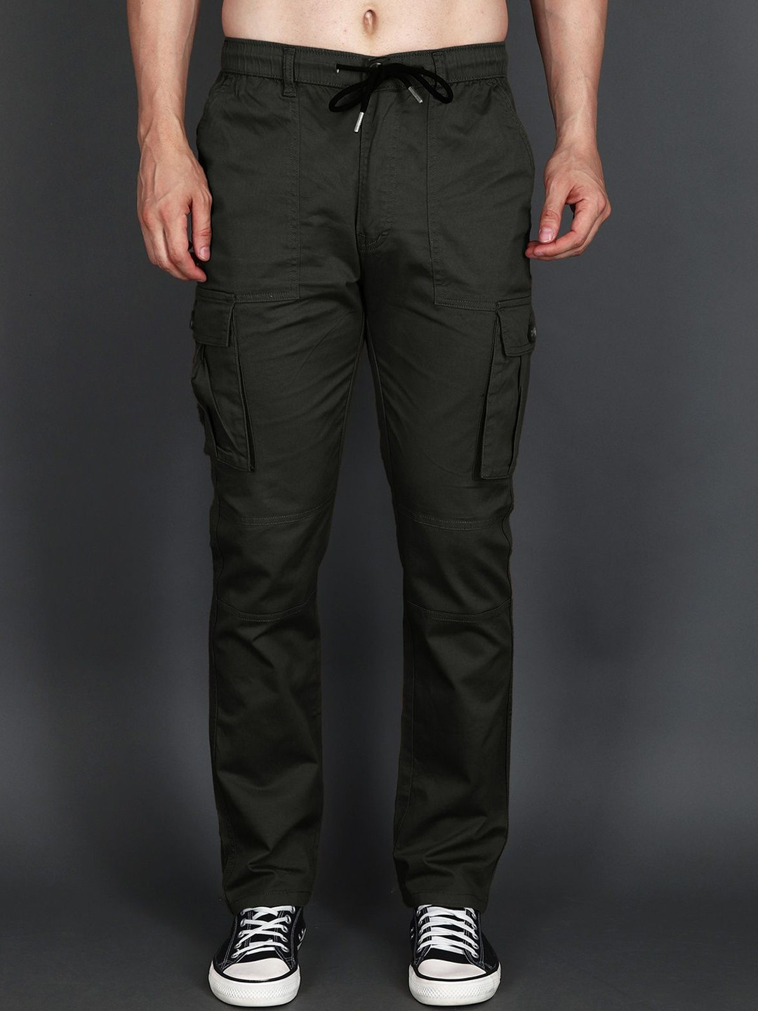 HAUWER Epic Men Cotton Relaxed Straight Leg Easy Wash Cargos Trousers