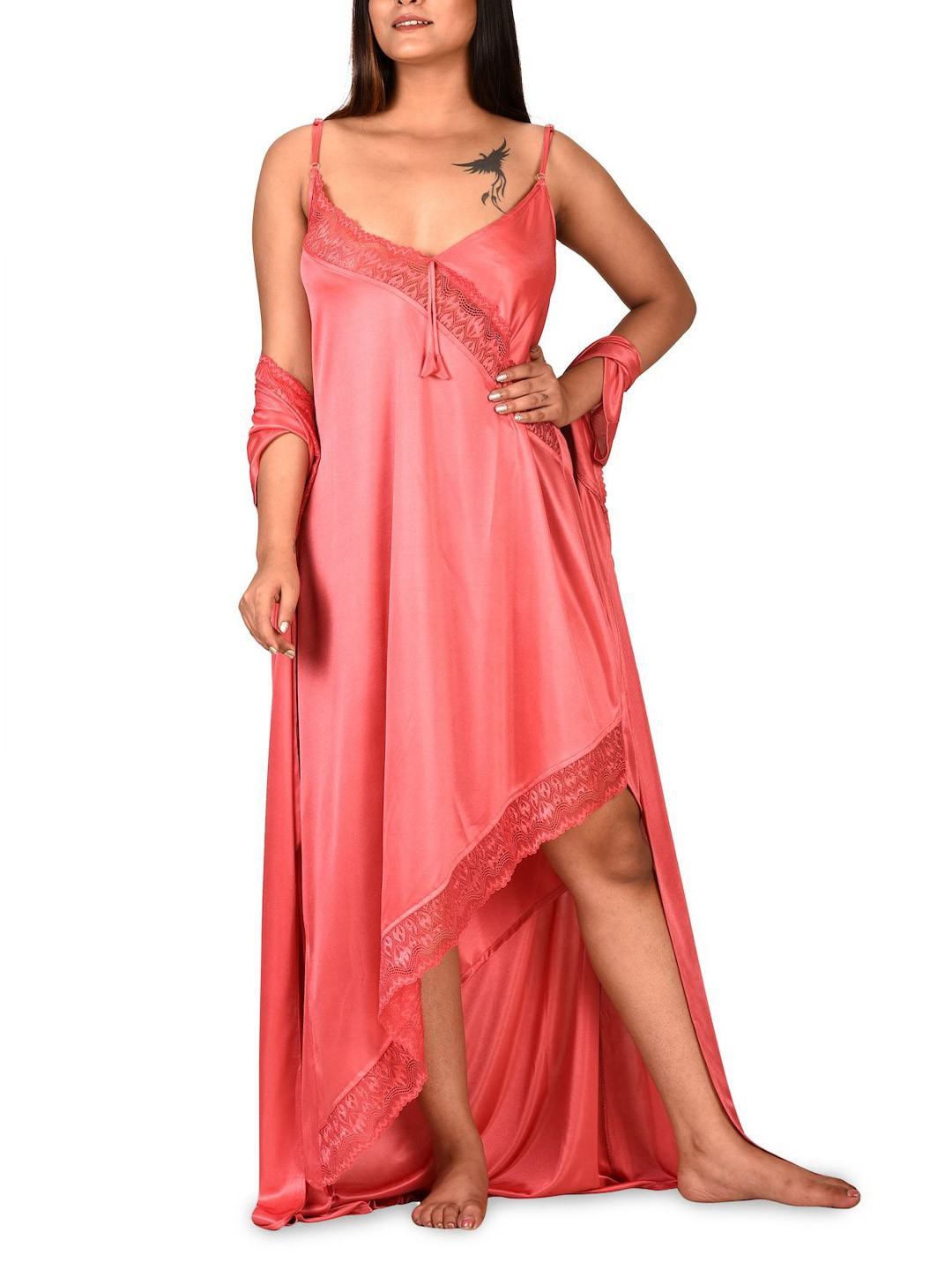 Piu Women Regular Nightdress With Robe