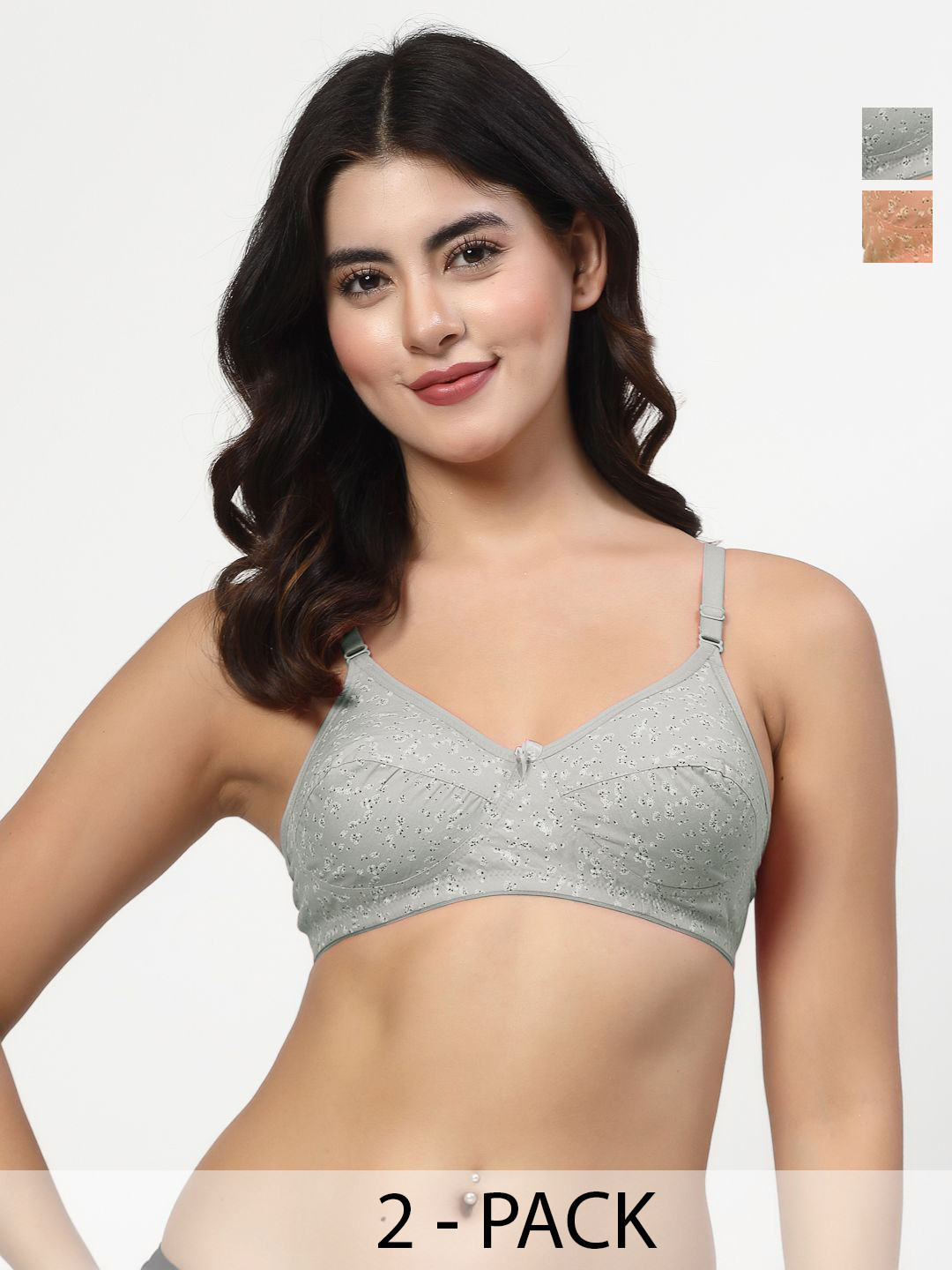 LILY Imhsar Women Pack Of 2 Floral Printed Full Coverage Bra