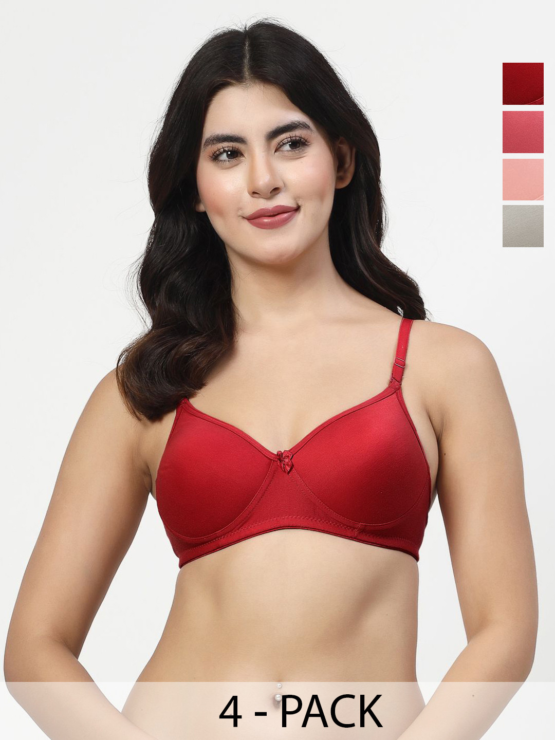 LILY Maofcigam Pack Of 4 Full Coverage Heavily Padded Non-Wired Seamless Bra