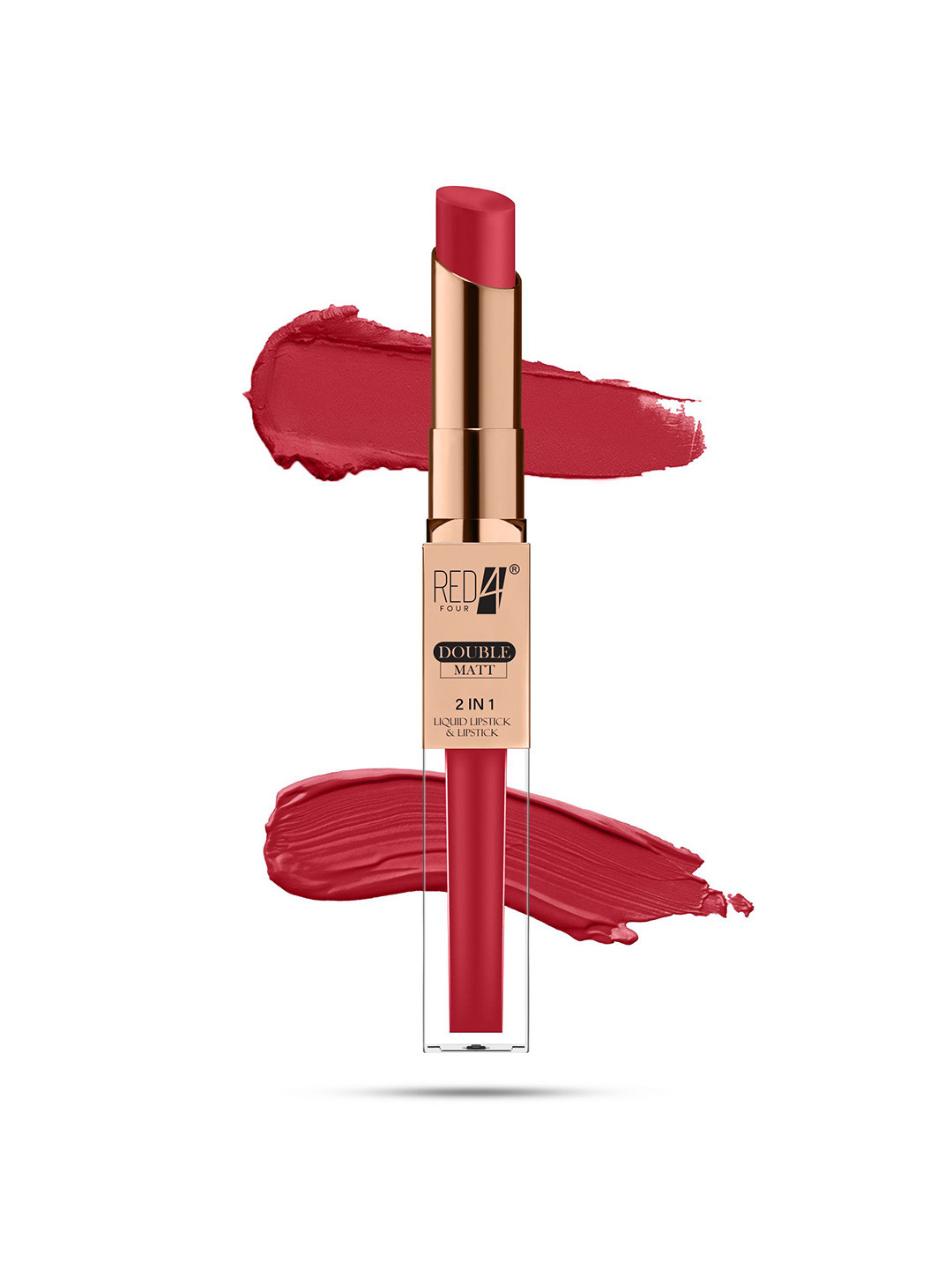 RED 4 Double Matt 2 In 1 Liquid Lipstick - 8 g - Red - 118
