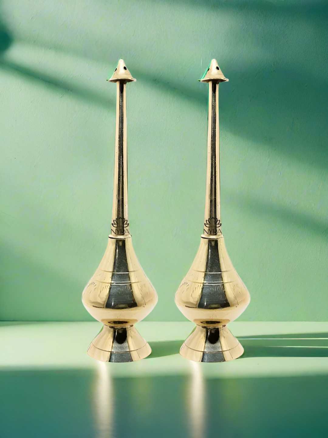 Nyra Kitchenware Bronze Toned  2 Pieces Brass Bottle For Ganga Jal Rose Water & Perfume