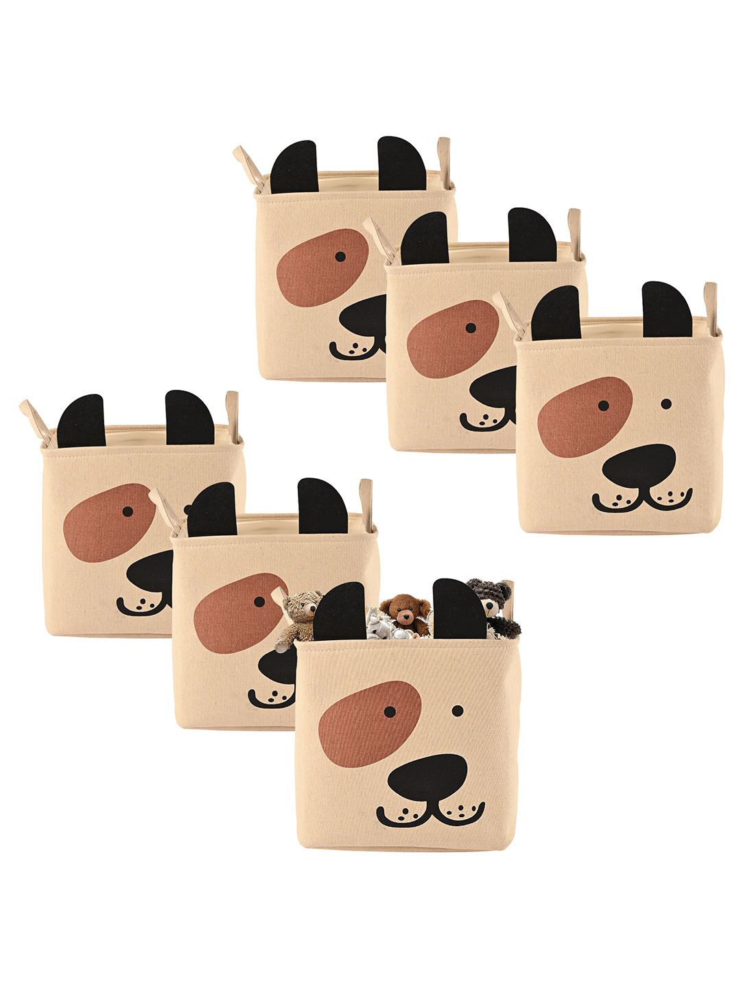 Kuber Industries Beige and Black 6 Pieces Printed Versatile Multi-Utility Organisers