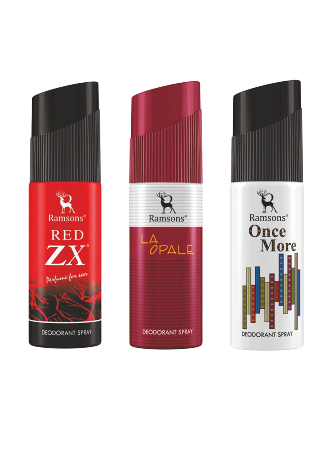 Ramsons Men Set Of 3 Once More, La Opale & Red ZX Long Lasting Deodorant Spray- 40 ml Each