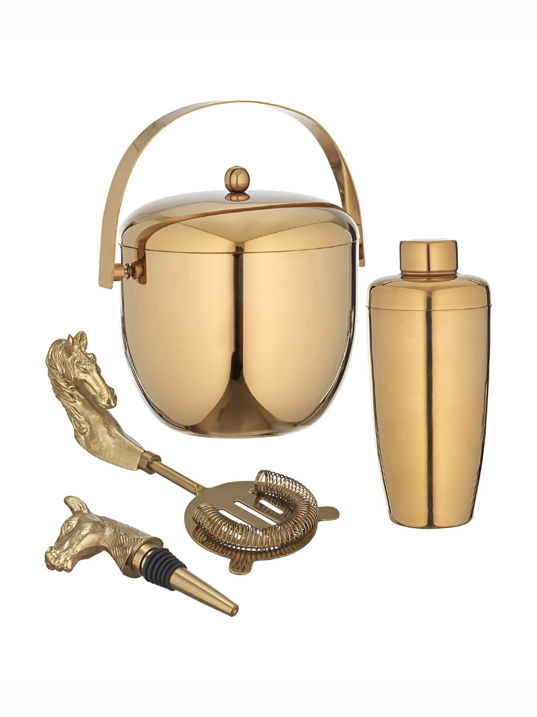 Troveas Gold-Toned Stainless Steel 4 Pieces Easy to Clean Urban Bar Kit