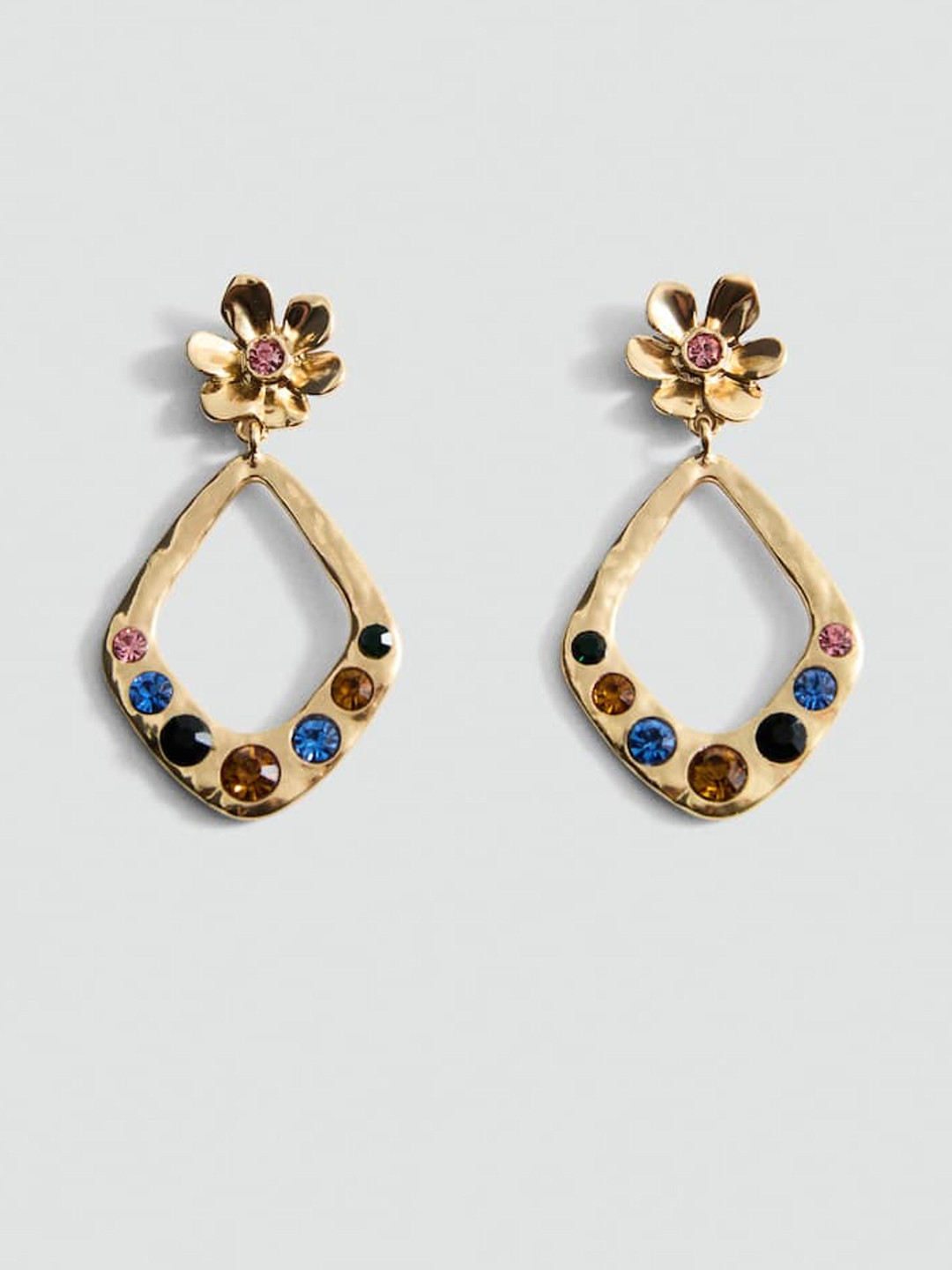 MANGO Stone Studed Drop Earrings