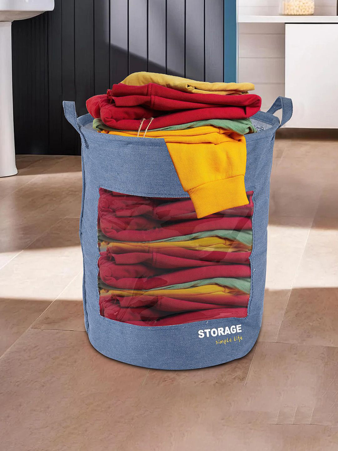 Kuber Industries Grey Versatile 43L Clothes Basket Organiser With Handle