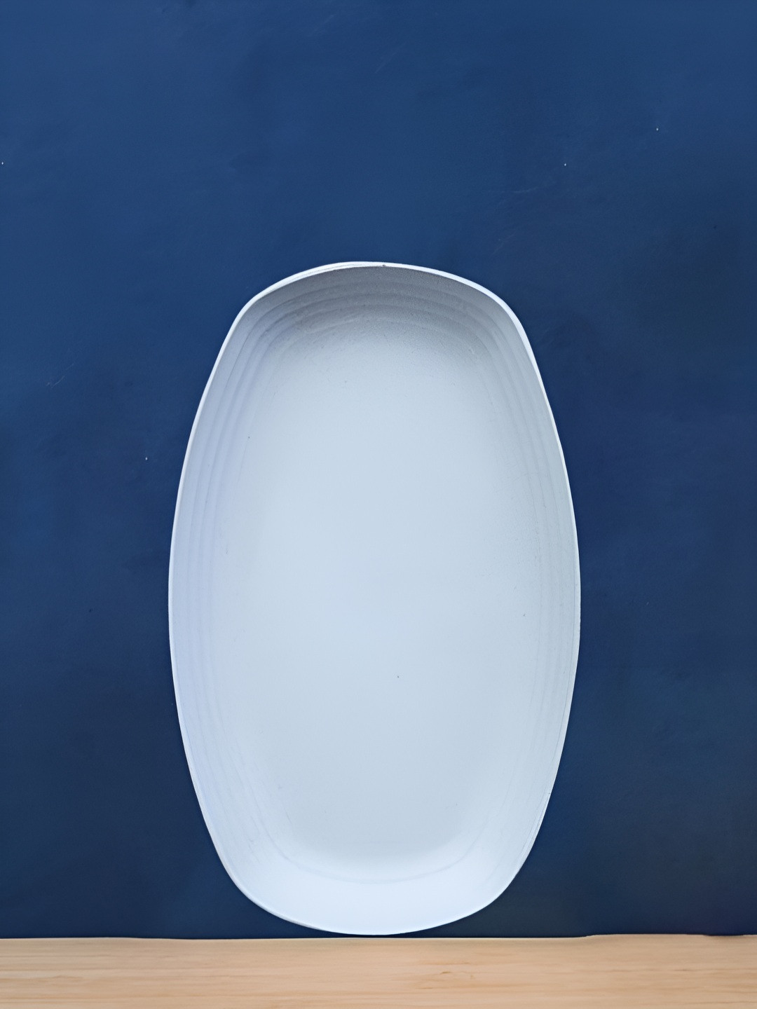 YELONA Blue Bamboo Dishwasher and Microwave Safe Oval Shaped Plates