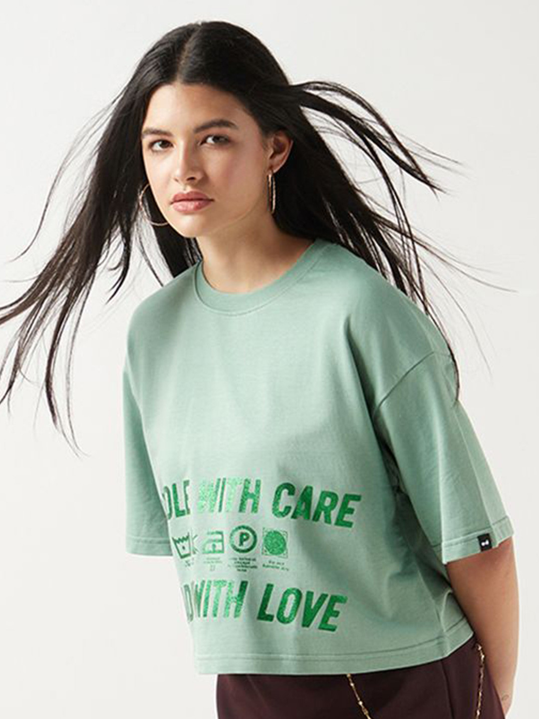 Bewakoof Heavy Duty 1.0 Women Graphic Printed Oversized Short Top