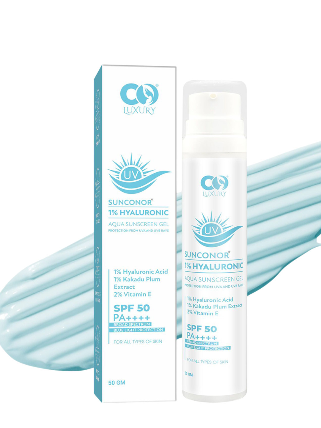 CO Sunconor 1% Hyaluronic Aqua Sunscreen Gel With SPF 50 PA++++ - 50 g