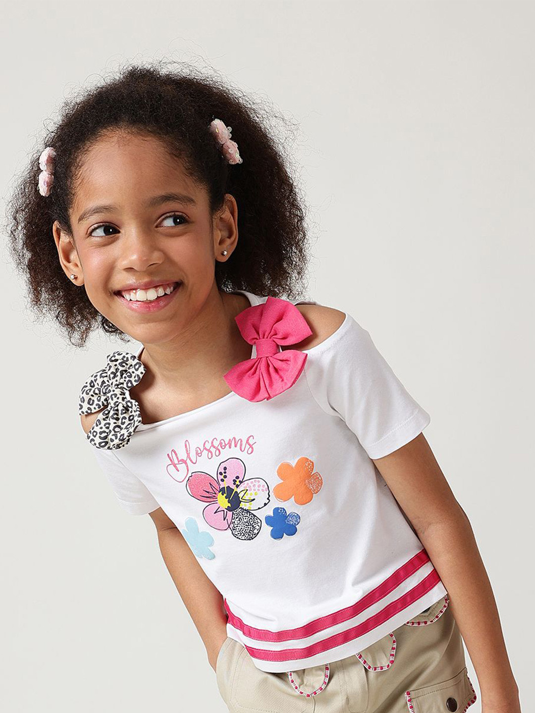 One Friday Girls White Regular Fit Sleeveless Solid Tops