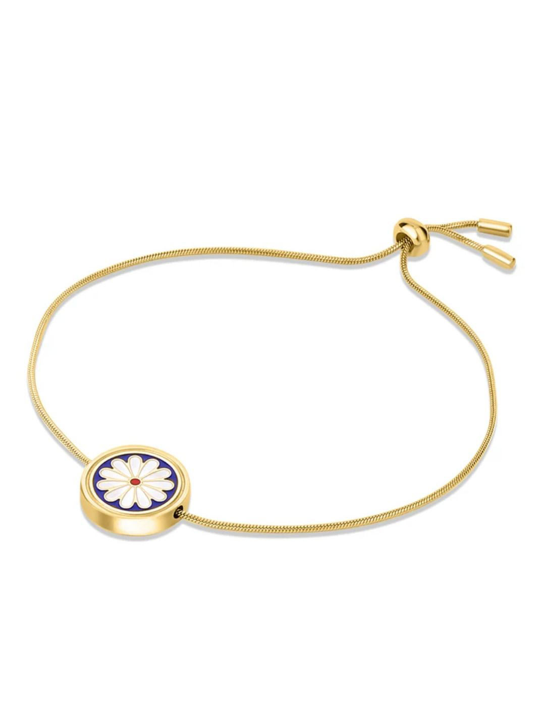 FAB COUTURE 18KT Gold-Plated Stainless Steel Anti-Tarnish Floral Charm Wraparound Bracelet