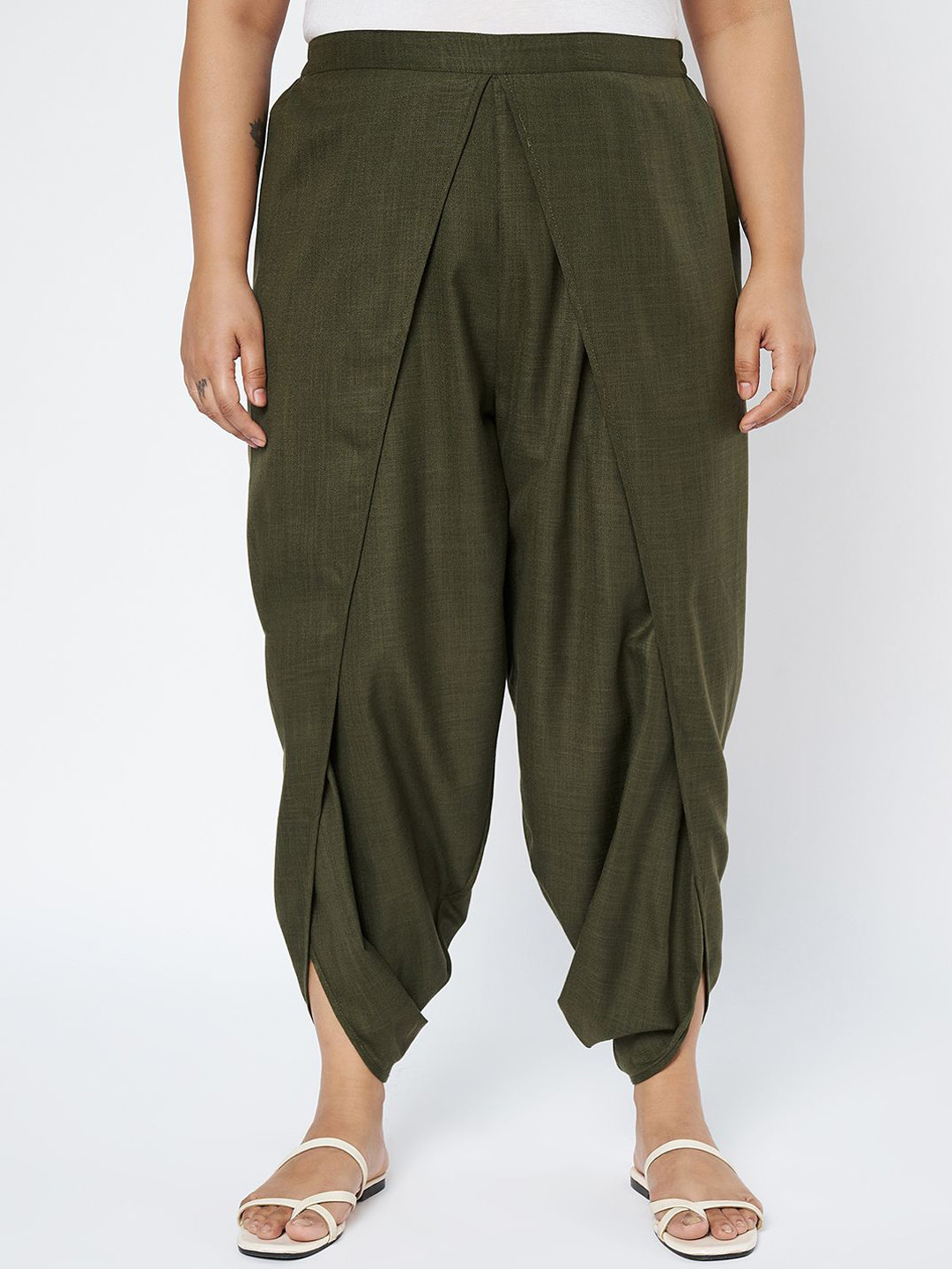 Plus Size Cotton Solid Harem Pants