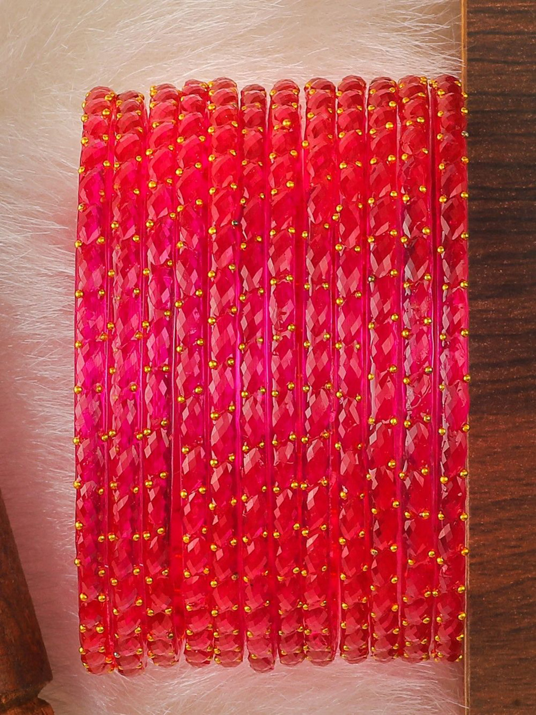 KOTTIAR CREATIONS Set Of 12 Crystal Studded Glass Bangles