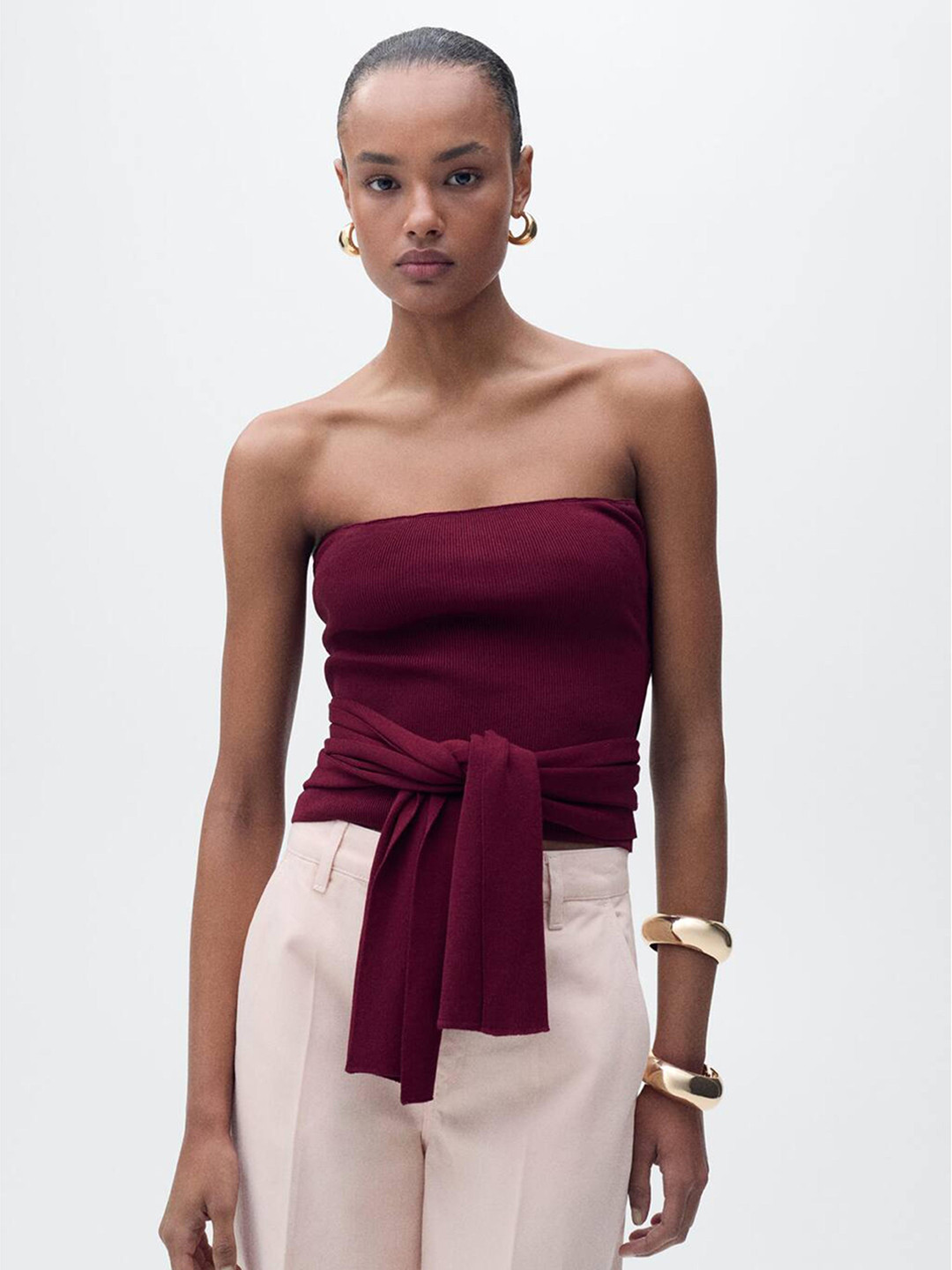 MANGO Front Knot Bandeau Top