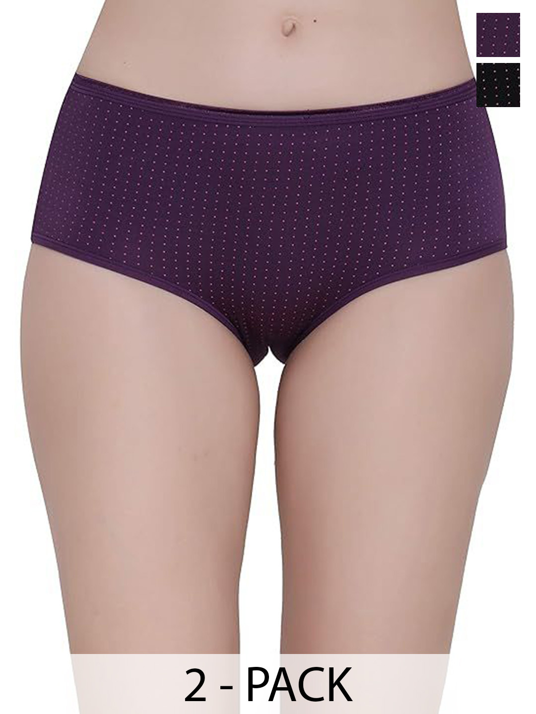 Fruvanta Women Pack Of 2 Printed Mid-Rise Hipster Briefs MD-008-Dot_ Modal Panty