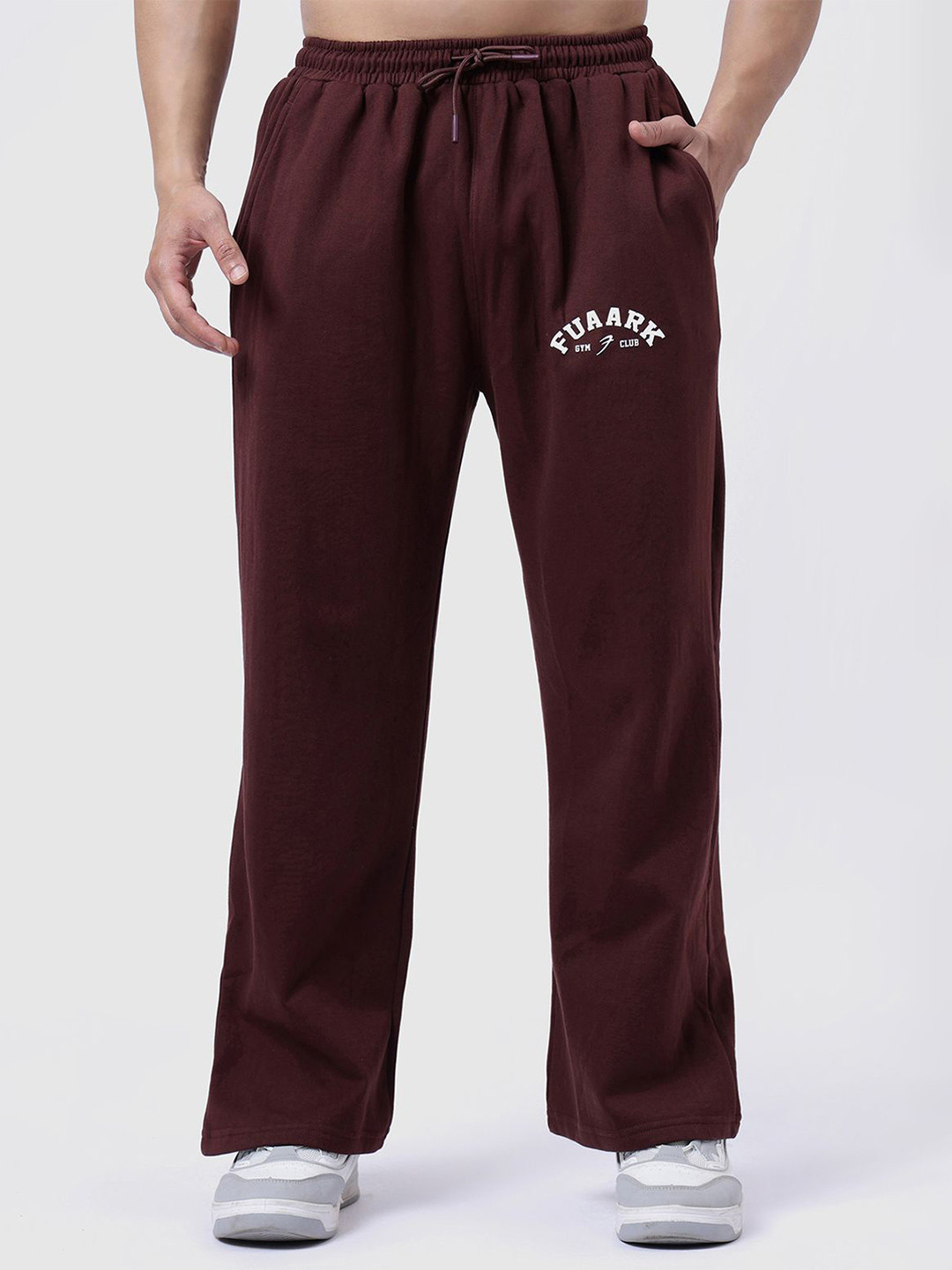 FUAARK Laidback Relaxed Fit Polly Cotton Premium Gym Workout & Casual Brown Track Pant