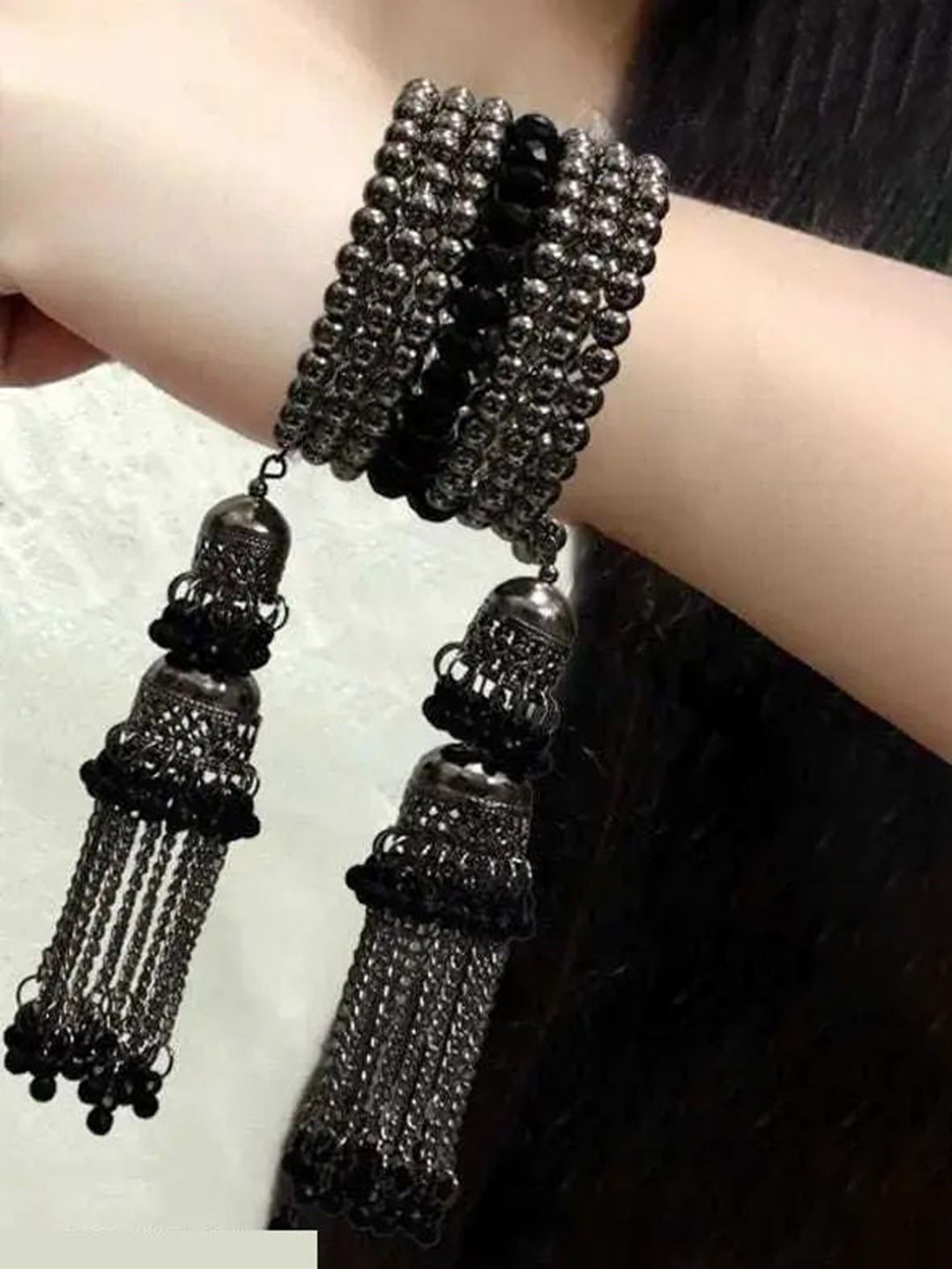 SZN Beaded Oxidised Jhumka Bangle