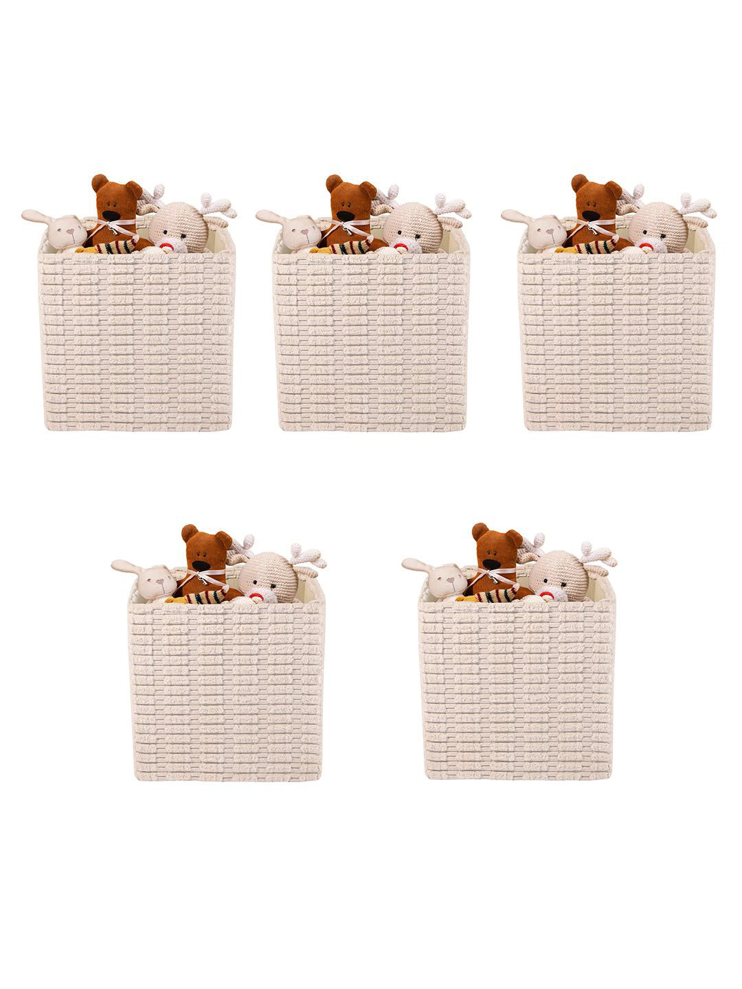 Kuber Industries White 5 Pieces Storage Box With Handle