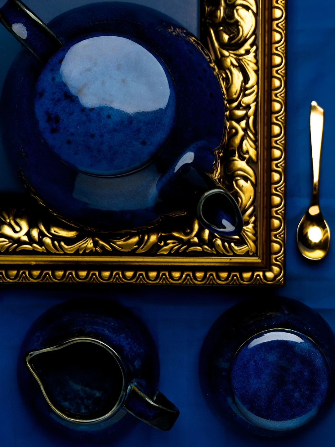 AMALAFIEE CERAMICS Blue 3 Pieces Ceramic Tea Set