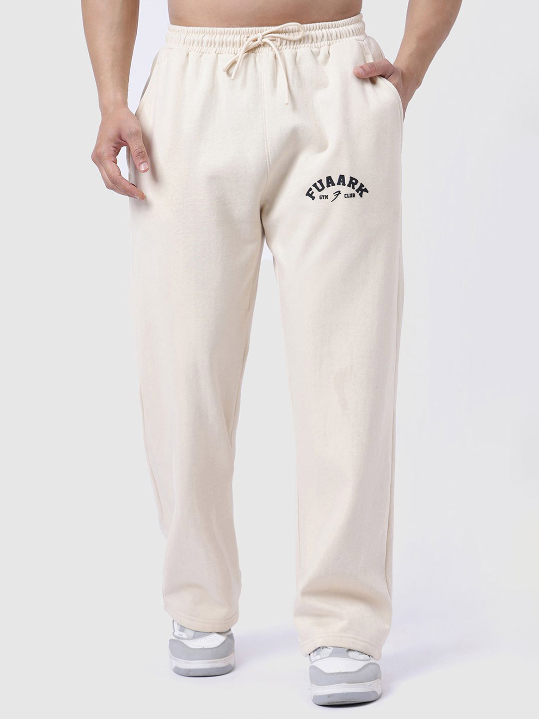 FUAARK Men Laidback Relaxed Fit Polly Cotton Premium Gym Workout & Casual Beige TrackPant